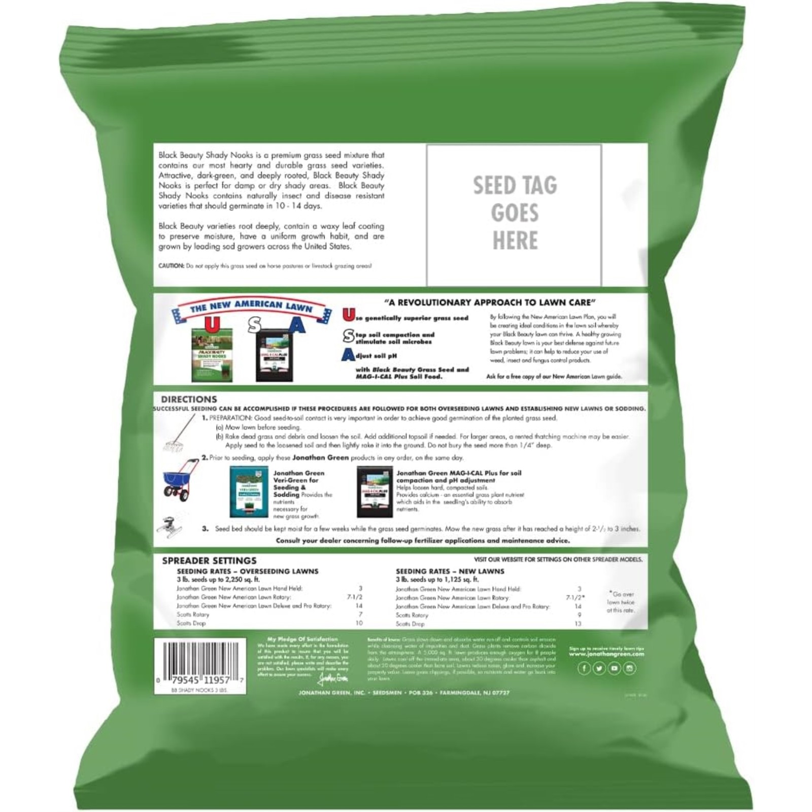 Jonathan Green Black Beauty Shady Nooks Premium Grass Seed Mixture, 3lbs