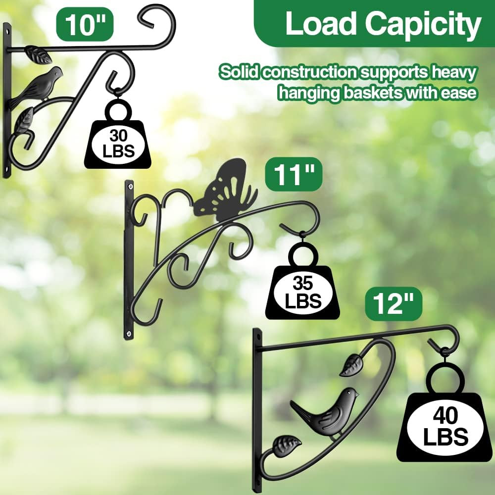 4 Pack Hanging Plant Brackets Outdoor 12 Inch Metal Fence Wall Plant Hanger Hook