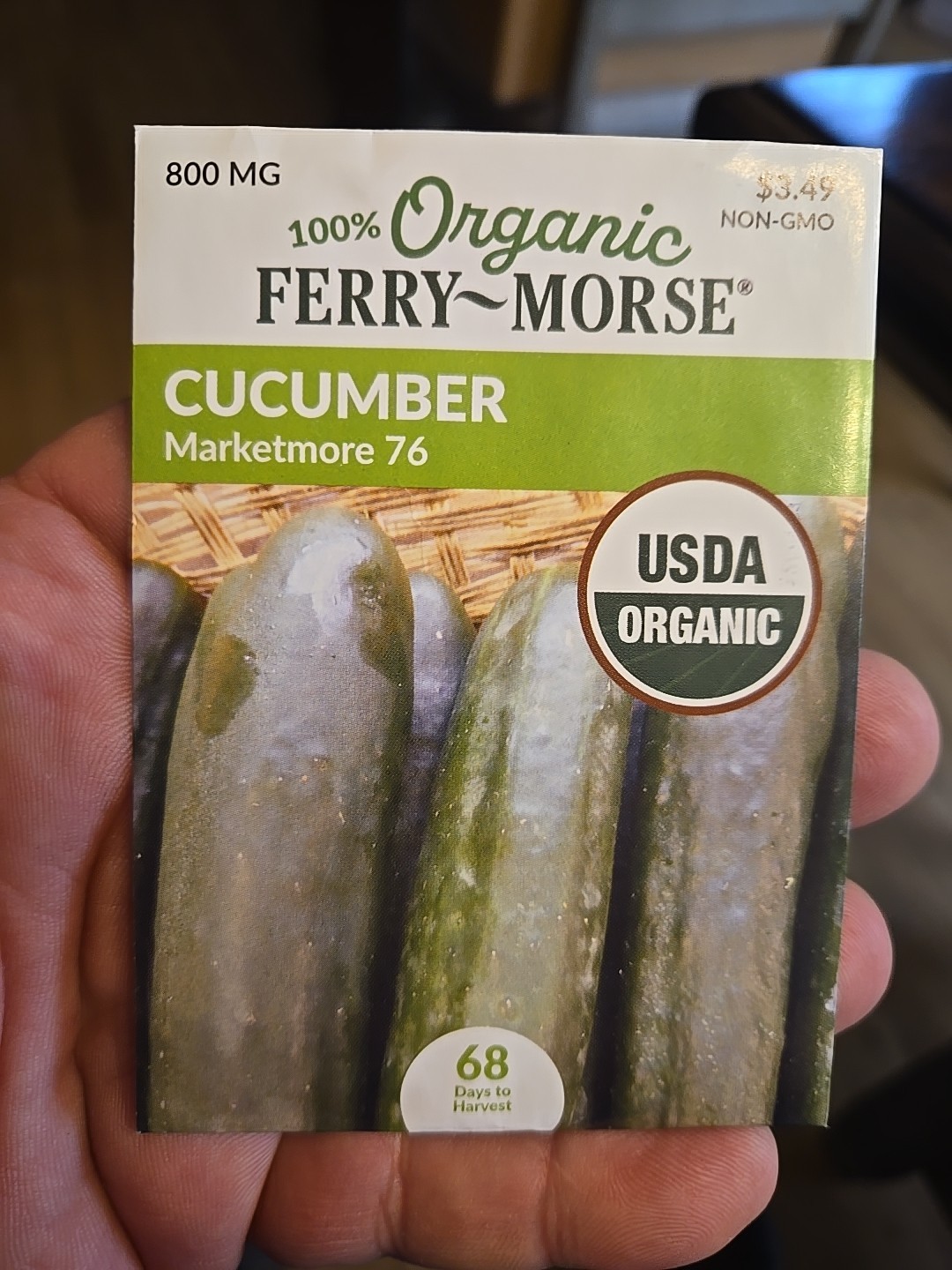 Ferry-Morse 2025 Seed Cucumber Marketmore 76 Organic 800 Mg