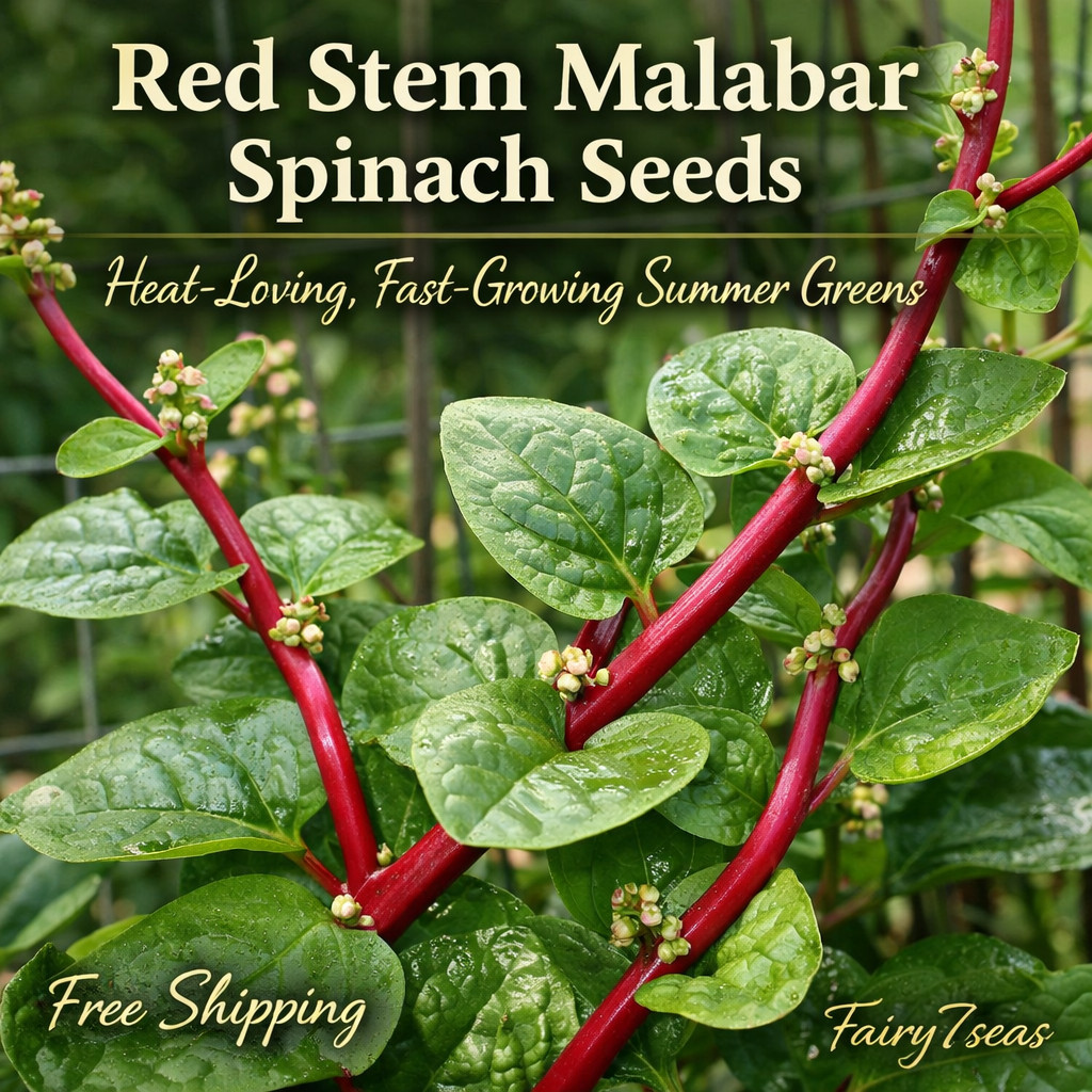 Red Stem Malabar Spinach Seeds – Heat-Tolerant, Fast Growing, High Yield Vine
