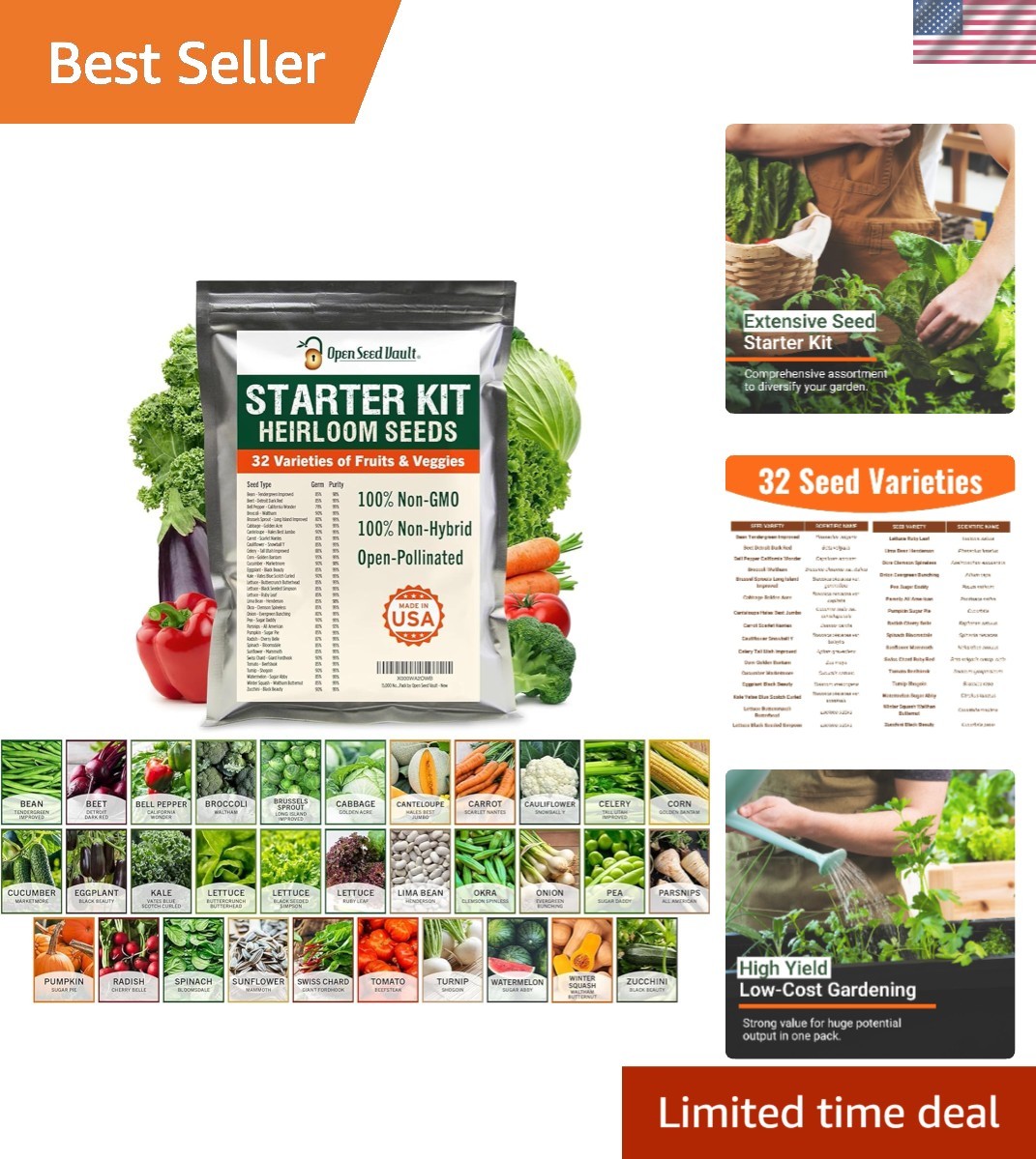 15,000 Heirloom Seeds – Versatile 32 Variety Collection for Any Gardener