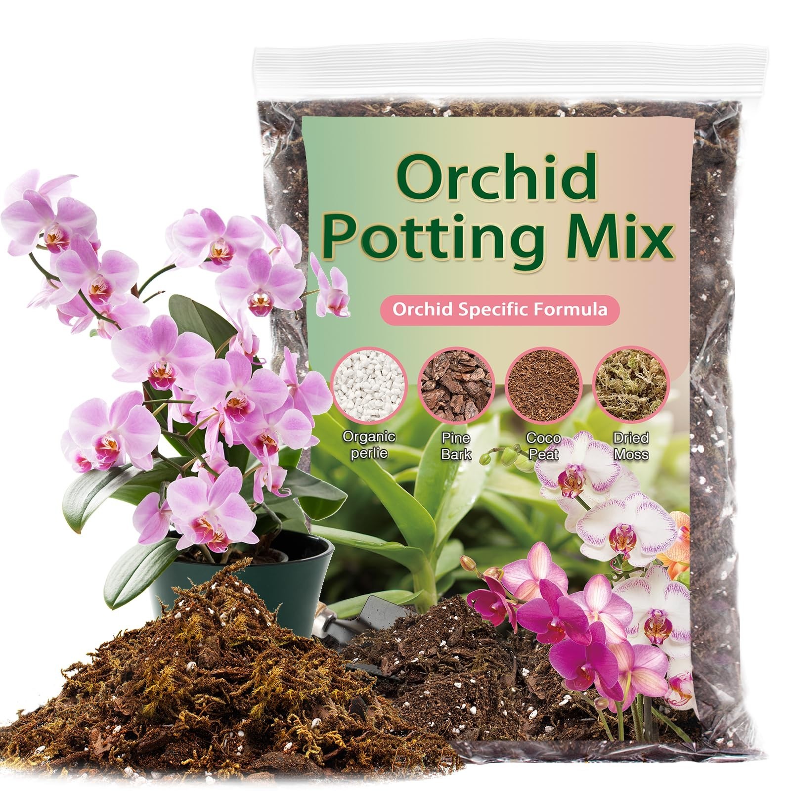 Orchid Potting Mix 4 Quarts – Premium Soil Blend with Pine Bark, Perlite & Coco