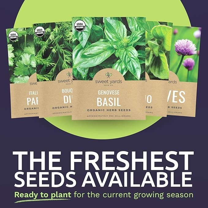 Organic Herb Seeds Variety Pack – 10 Individual Packs – 2026 Season – Basil, Cil
