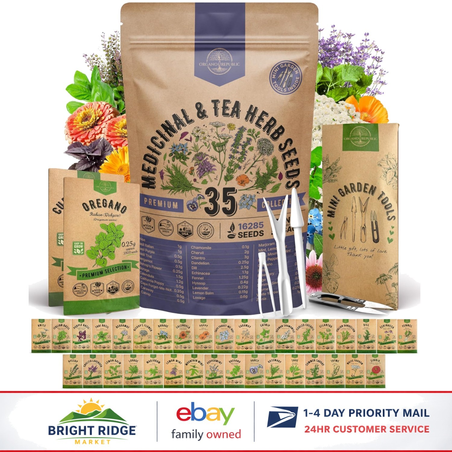 Heirloom Medicinal Herb Seeds Variety Pack, Great for Indoor and Outdoor Growth