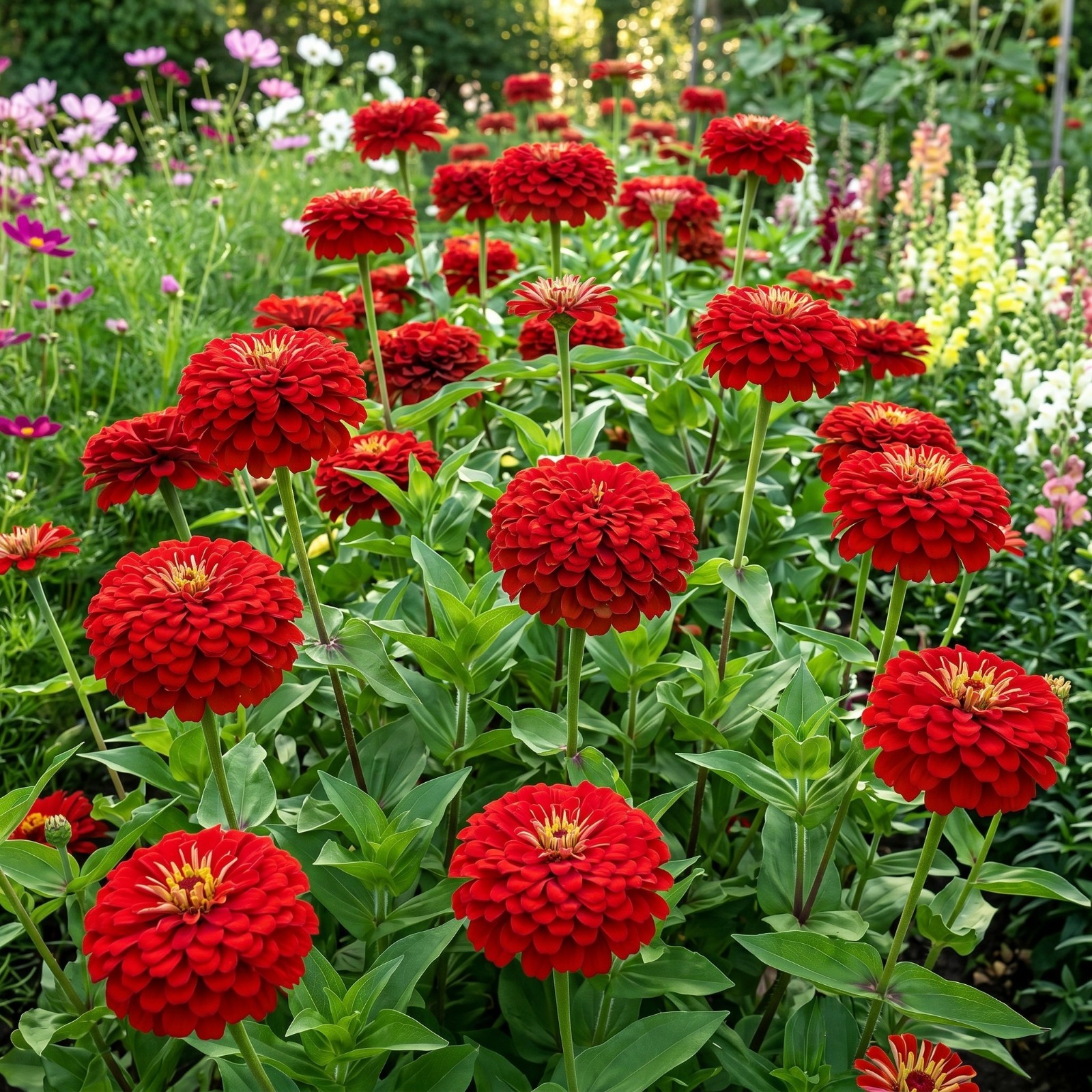 Zinnia GIGANTICA CRIMSON 5″+ Florist Double Blooms Tall Cut Flowers USA 50 Seeds