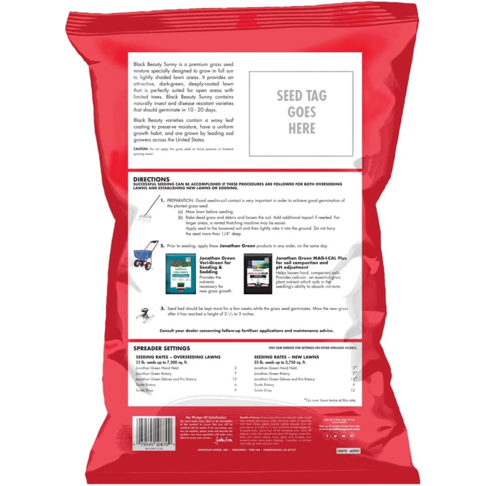 Jonathan Green Black Beauty Sunny Premium Grass Seed Mixture, 25lb bag, 2 Pack