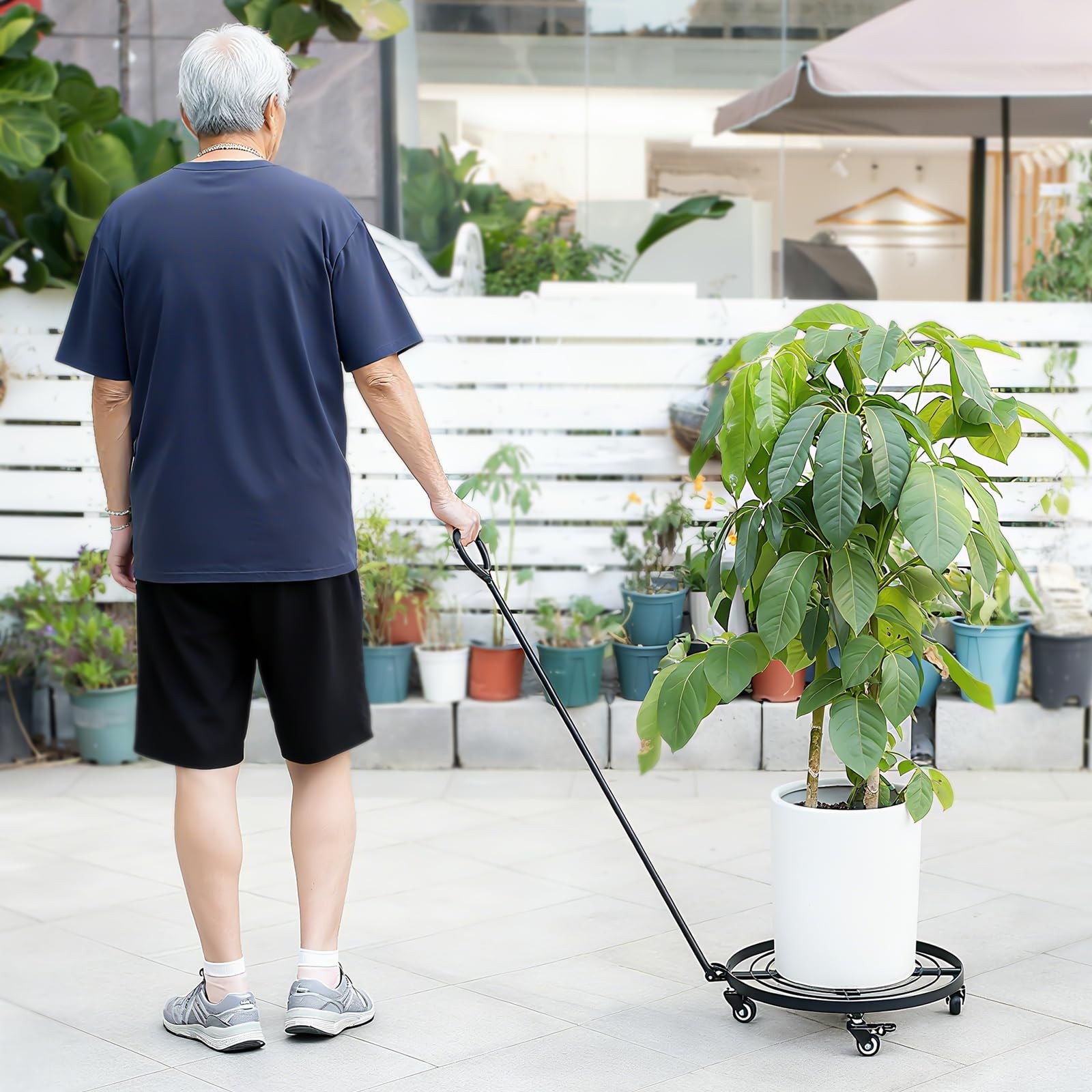 Goooxim 16″ Heavy Duty Plant Dolly Rolling Planter Base 200lbs Indoor Outdoor
