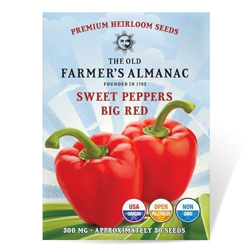 The Old Farmer’s Almanac Heirloom Sweet Pepper Seeds (Big Red) – Approx 30