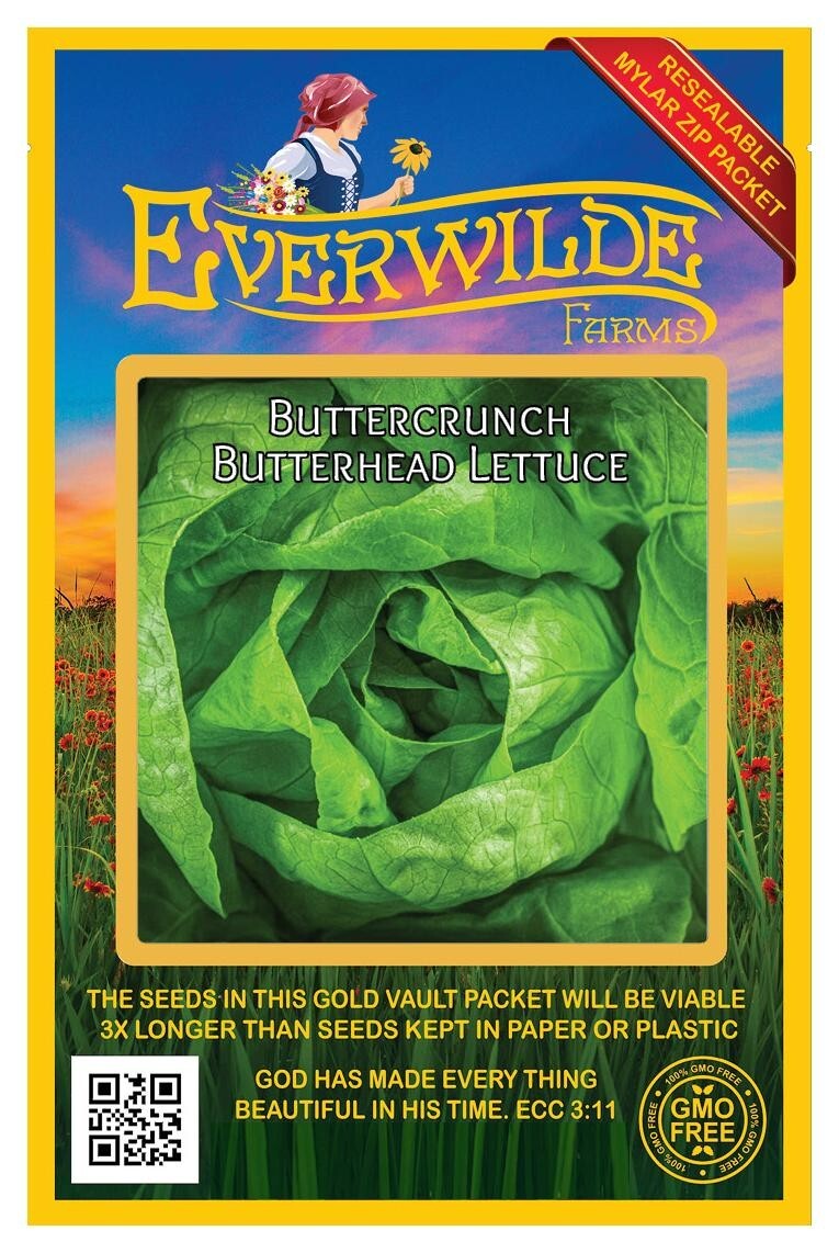 1 Oz Buttercrunch Butterhead Lettuce Seeds – Everwilde Farms Mylar Seed Packet