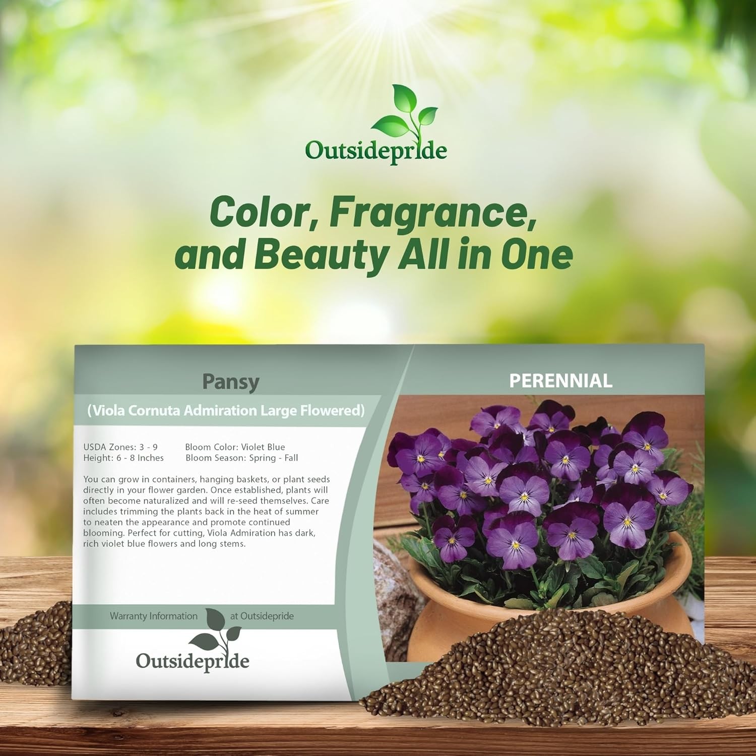 1000 Seeds Viola Seeds – Viola Cornuta Admiration Flower Seed