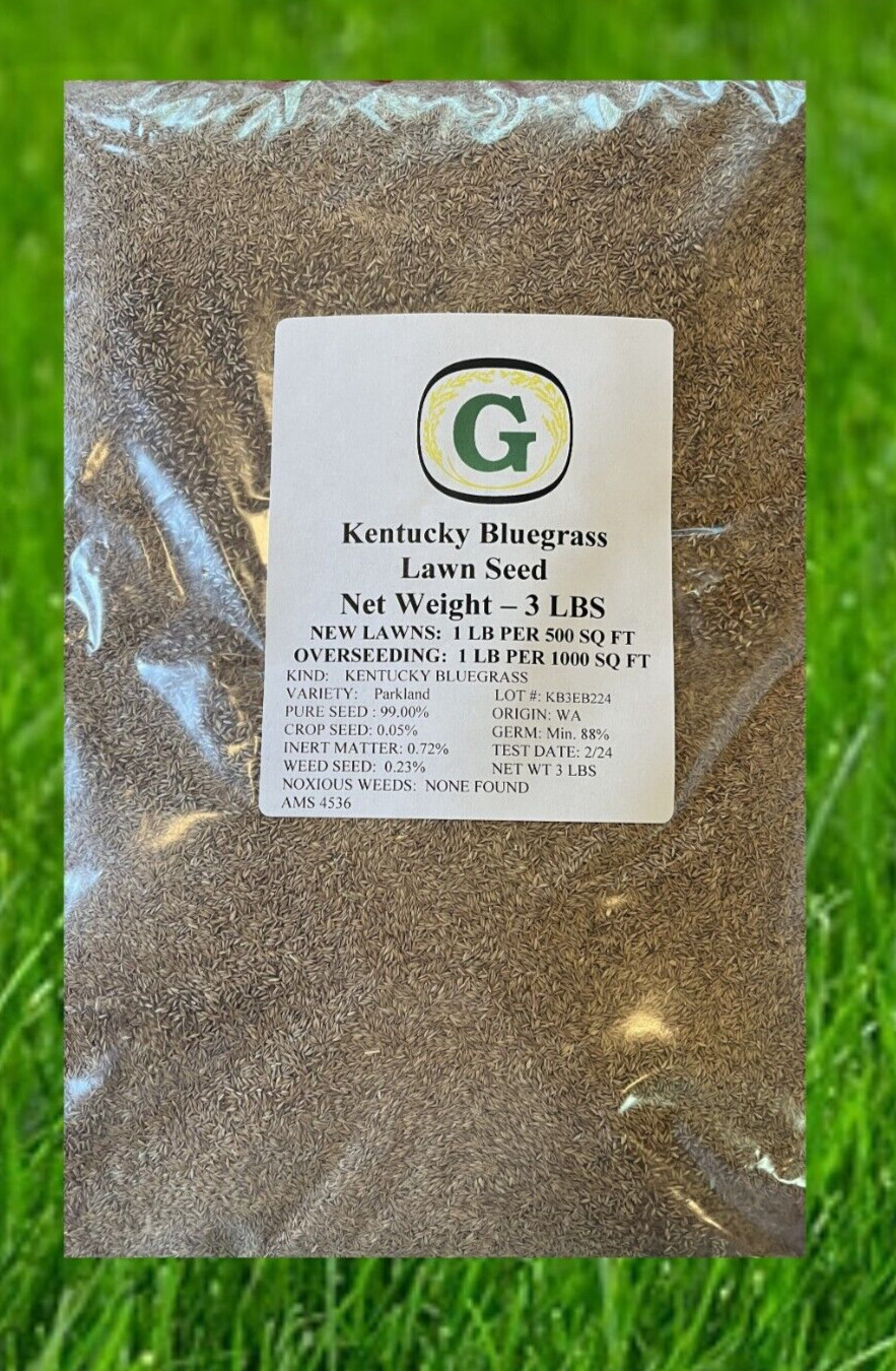 Kentucky Bluegrass Grass Seed – 6 lbs – Direct from Grower – Beautiful Lawn!