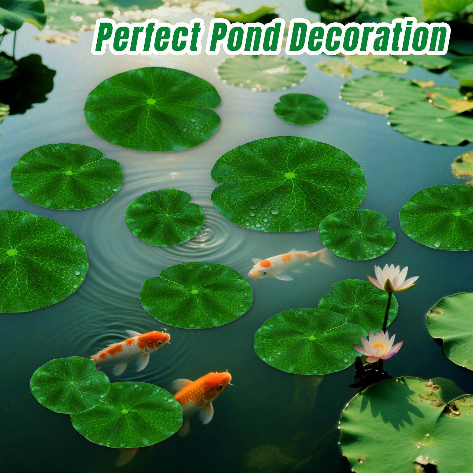 18PCS Lily Pads for Ponds Artificial Pond Plants Floating Flowers for Pool Aquar