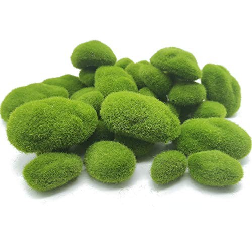 40PCS Artificial Moss Rocks (4 Sizes), Green Moss Decor for Floral