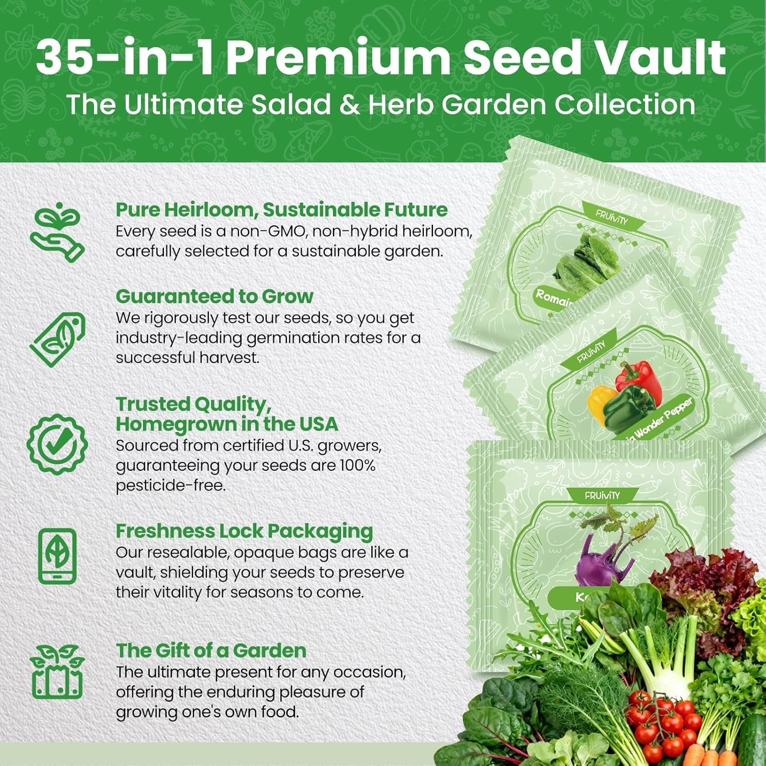 35 Heirloom Seeds Variety Pack – 21000+ Non-Gmo Seeds for Planting Vegetables an