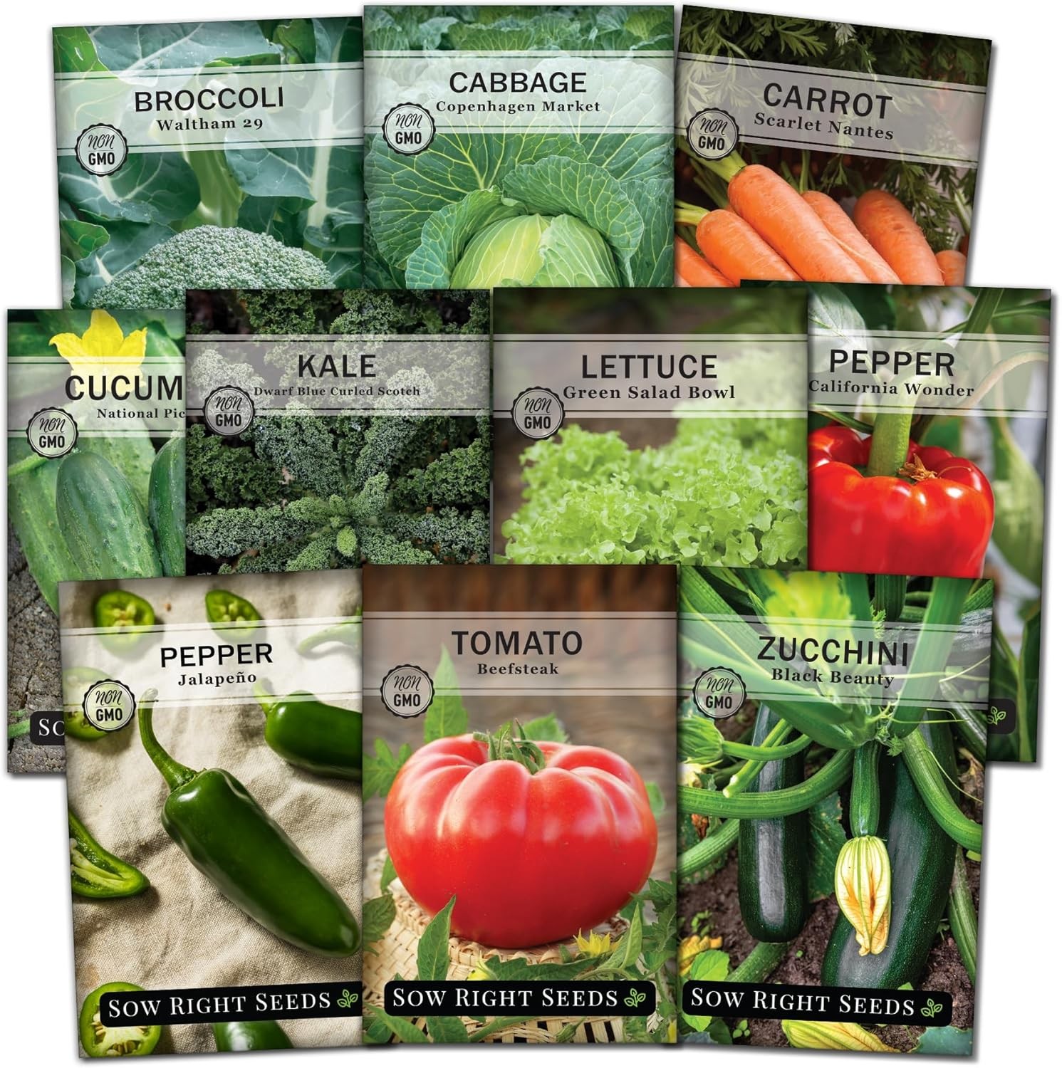 Sow Right Seeds Classic Vegetable Garden Seed Collection – Non-GMO Set