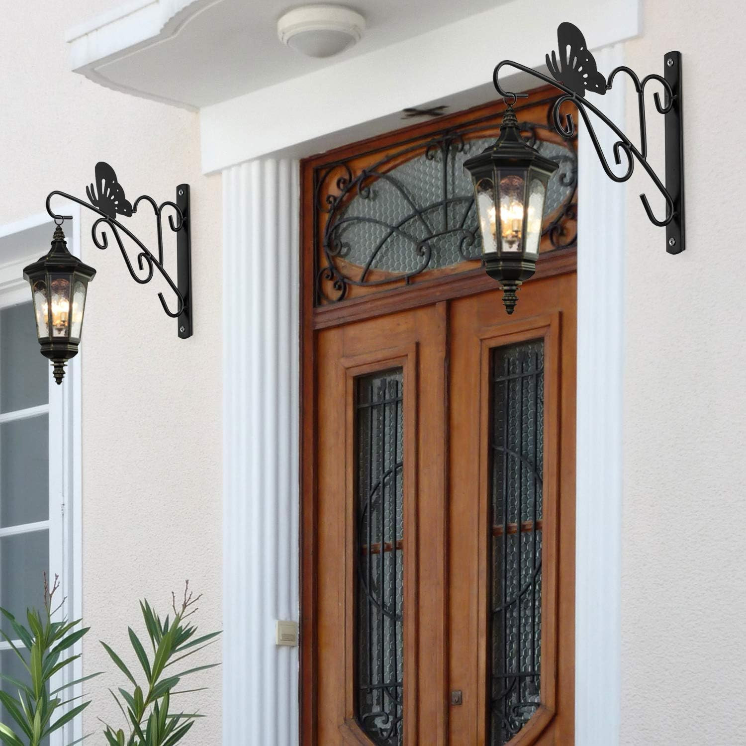 2 Pack Hanging Plant Hanger Outdoor 11 Inch Metal Hanging Brackets Fence Wall Ho