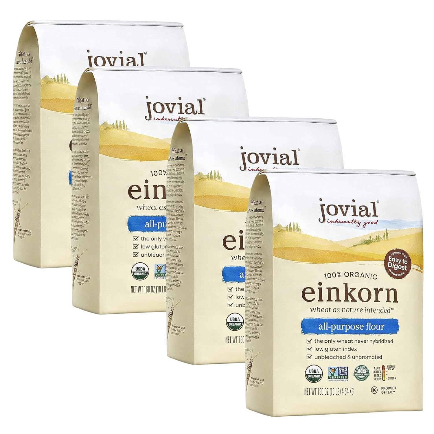 Jovial Organic Einkorn Unbleached All Purpose Flour – 32 Ounce (Pack of 4)