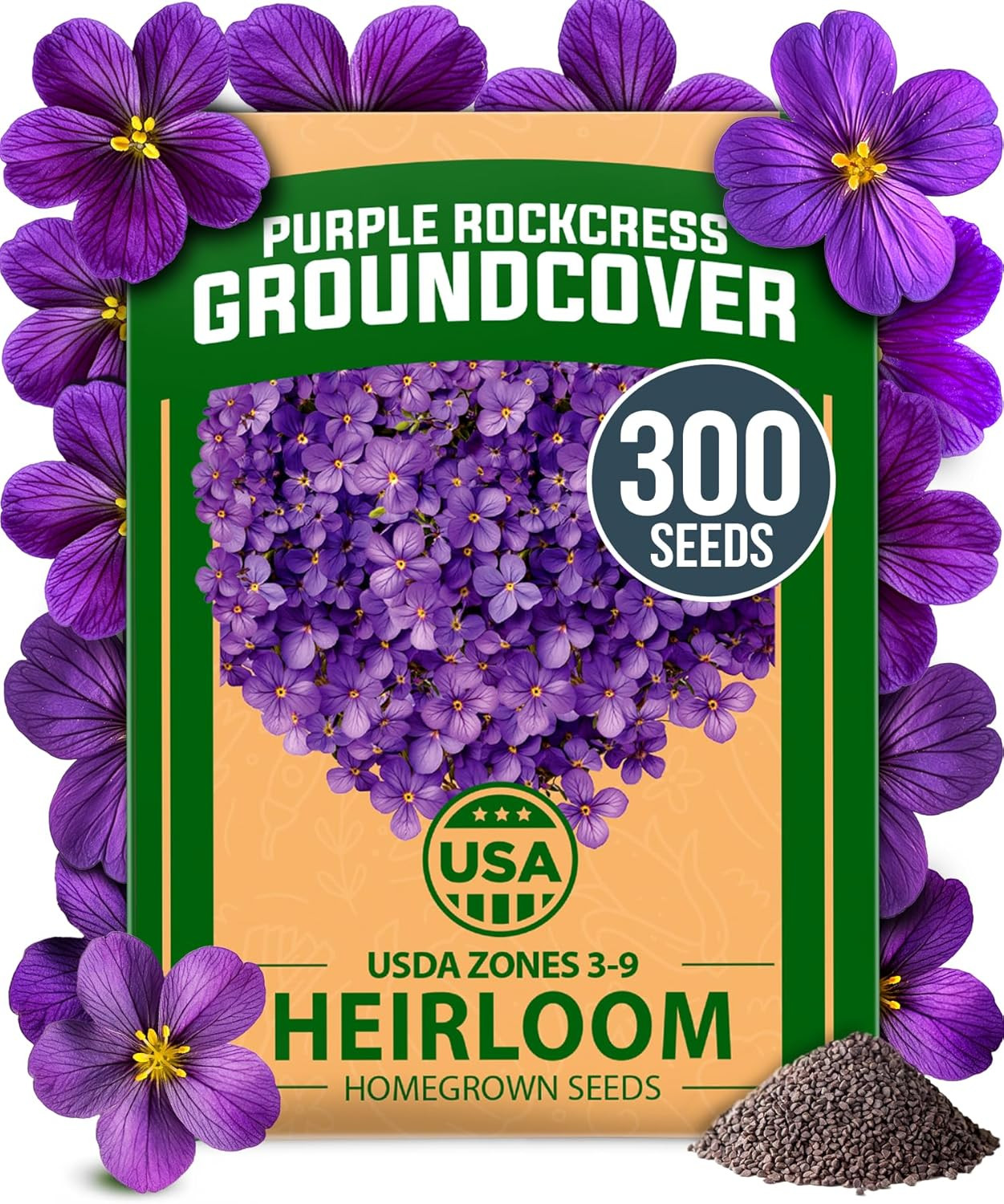 Aubrieta Rock Cress Purple Seeds – 300 Non-GMO Perennial Ground Cover Seeds