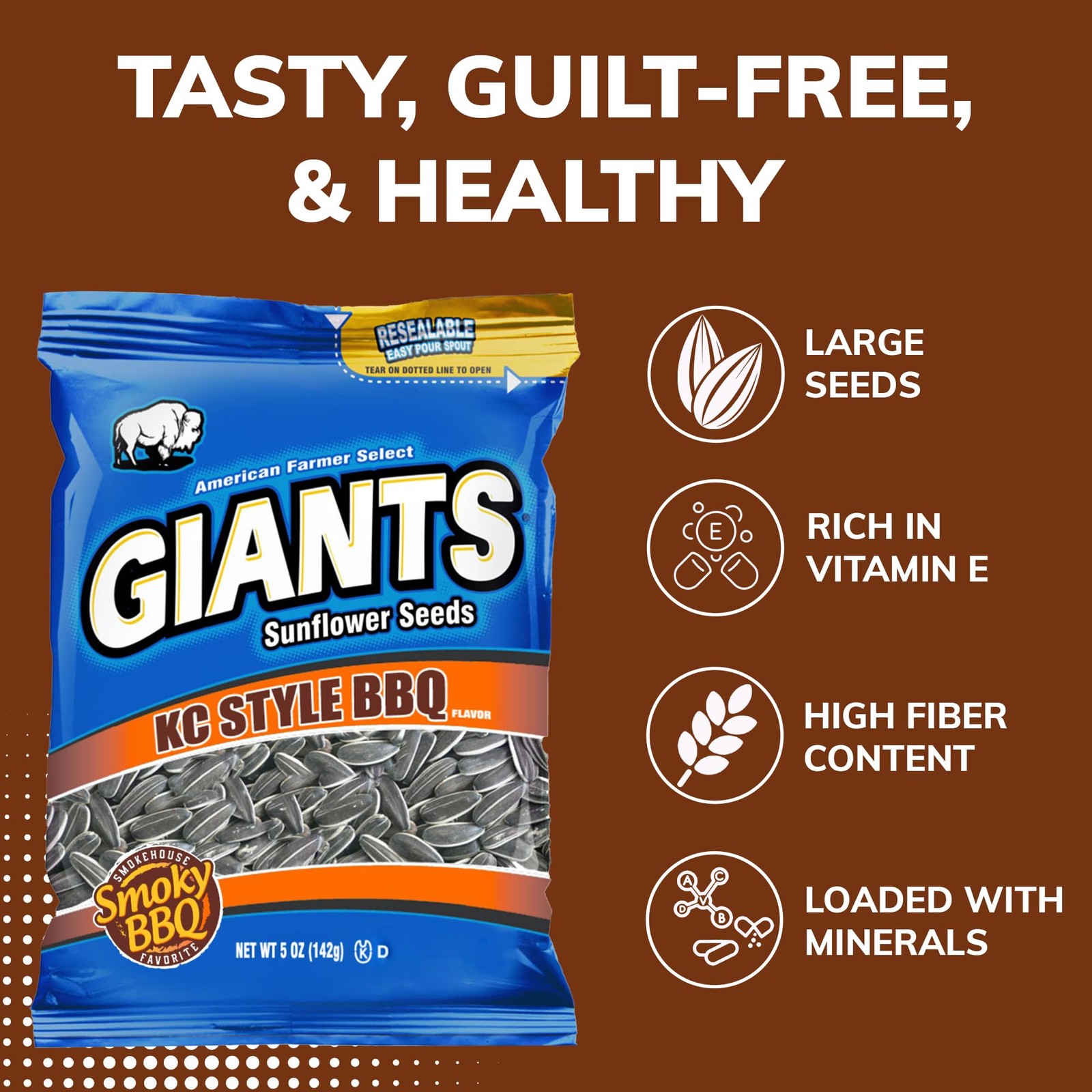GIANTS KC Style BBQ Sunflower Seeds – Sunflower Seeds Bulk, Roasted Sunflower…