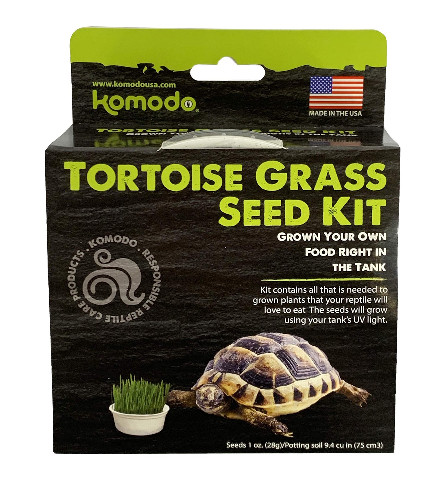 Komodo Grow Your Own Tortoise Grass 1 Ounce (Pack of 1), Black