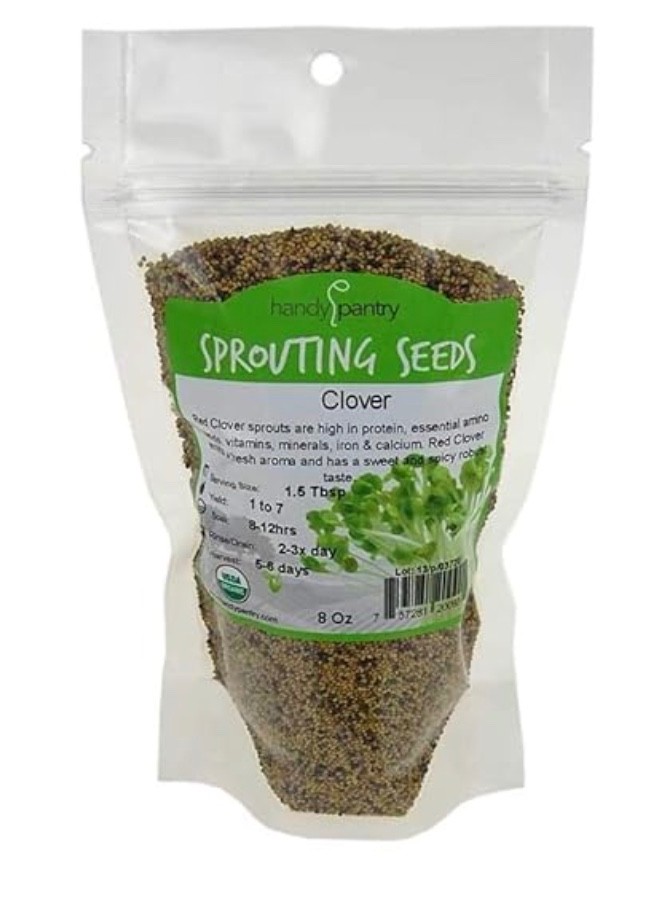 Handy Pantry Certified Organic Red Clover Sprouting Seeds – (8 Oz)
