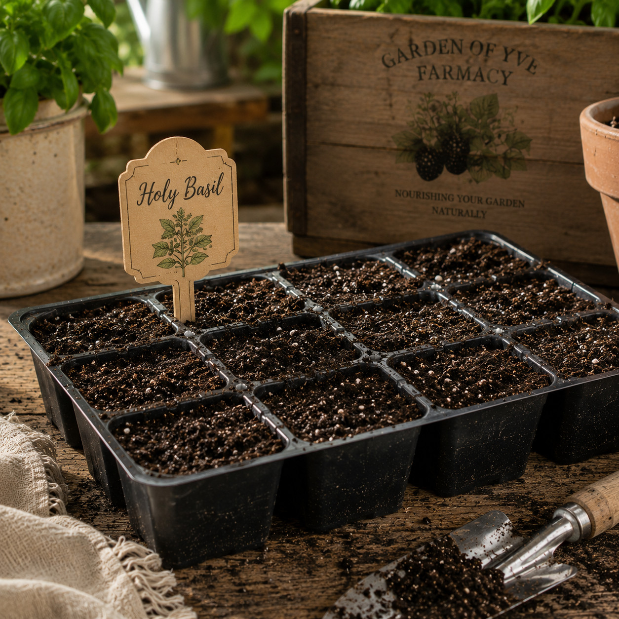 Large Holy Basil Plant — Live 8-Inch Potted Tulsi Herb Plant
