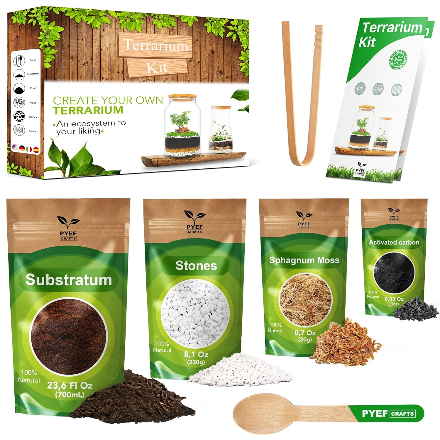 Terrarium Kit, Succulents & Indoor Plants Set DIY | Starter Pack for Any Plant –