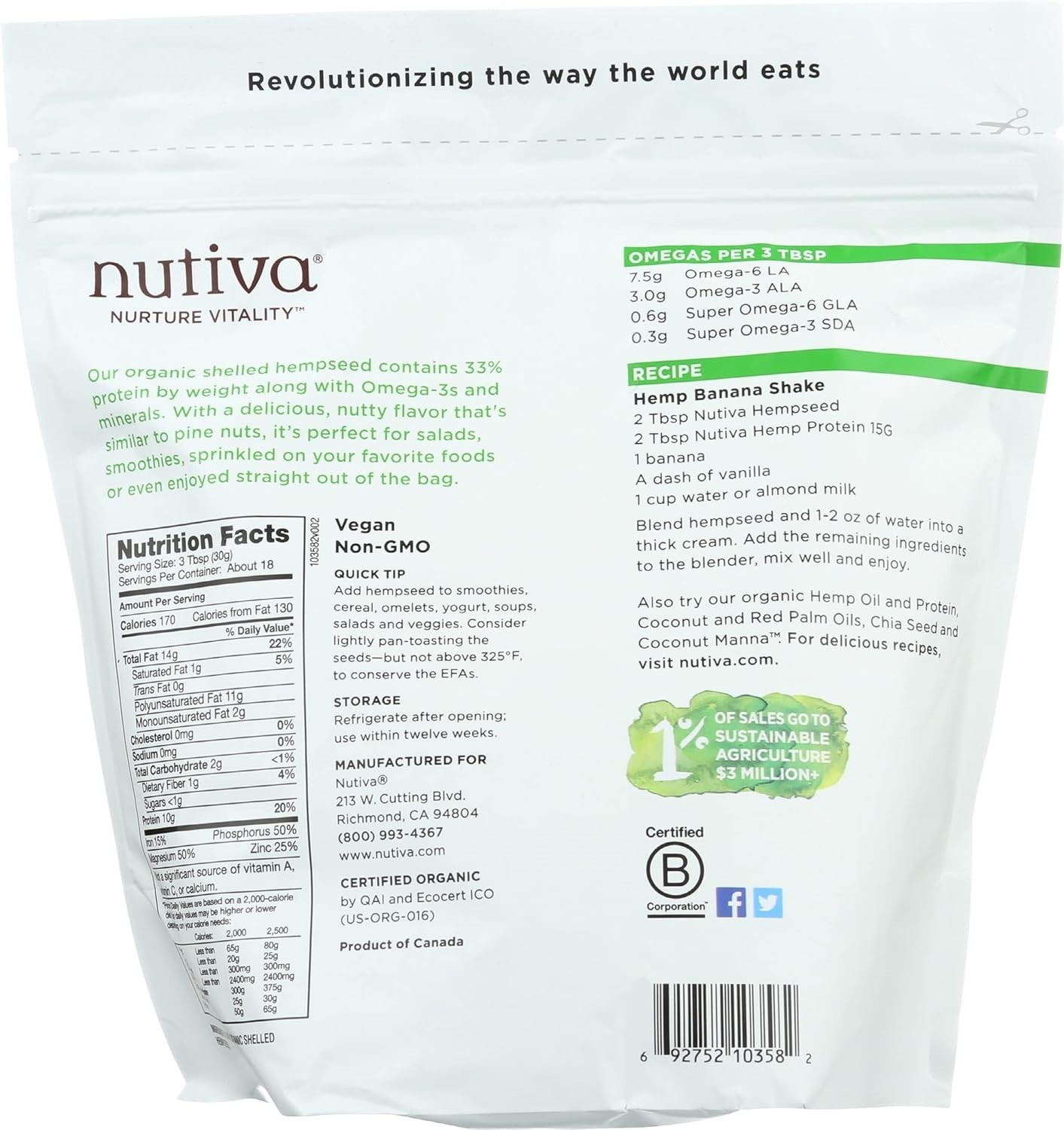 Raw Shelled Hempseed, 19oz – Non-GMO