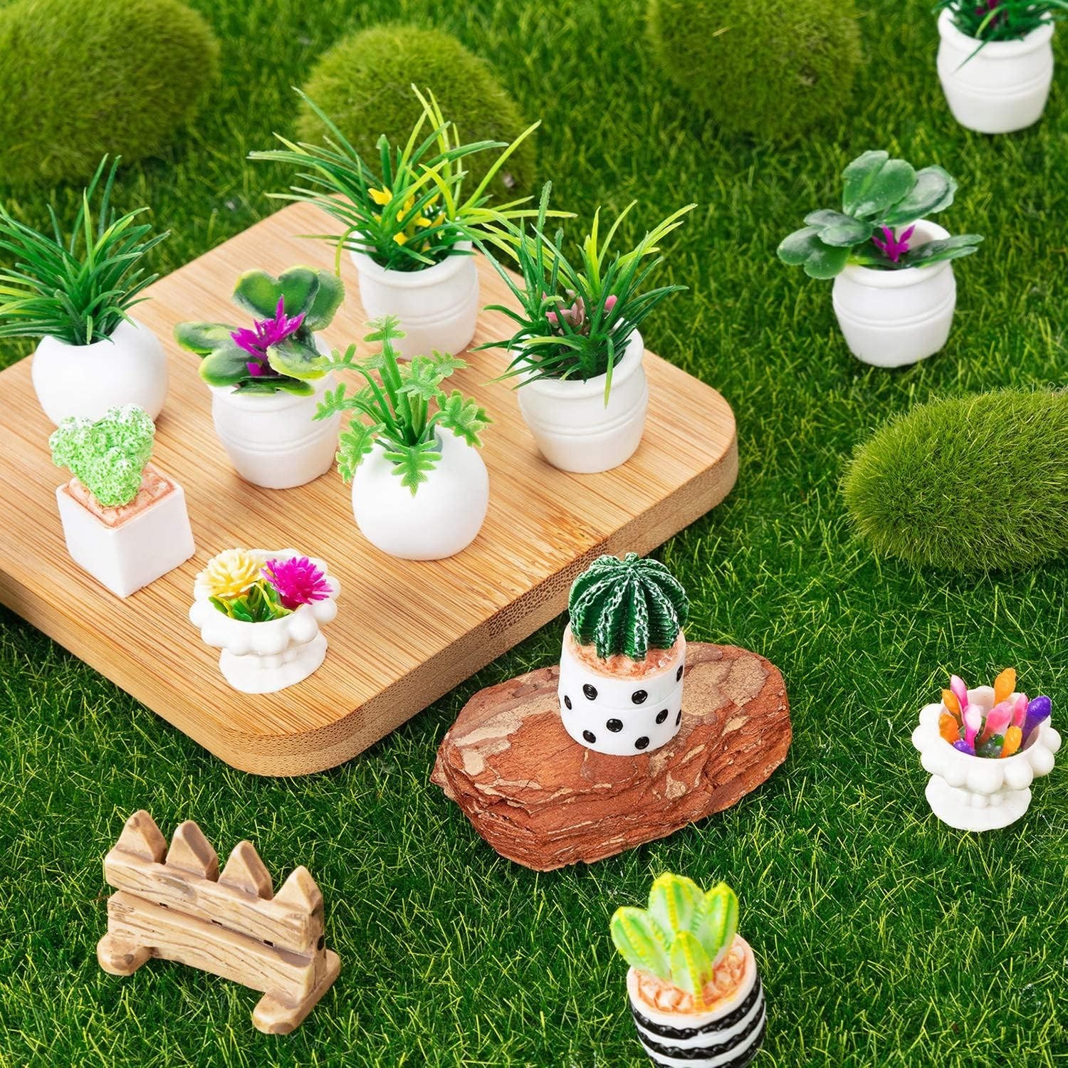 26Pcs Resin Miniature Potted Plants for 1:12 Dollhouse Décor – Vibrant Gift