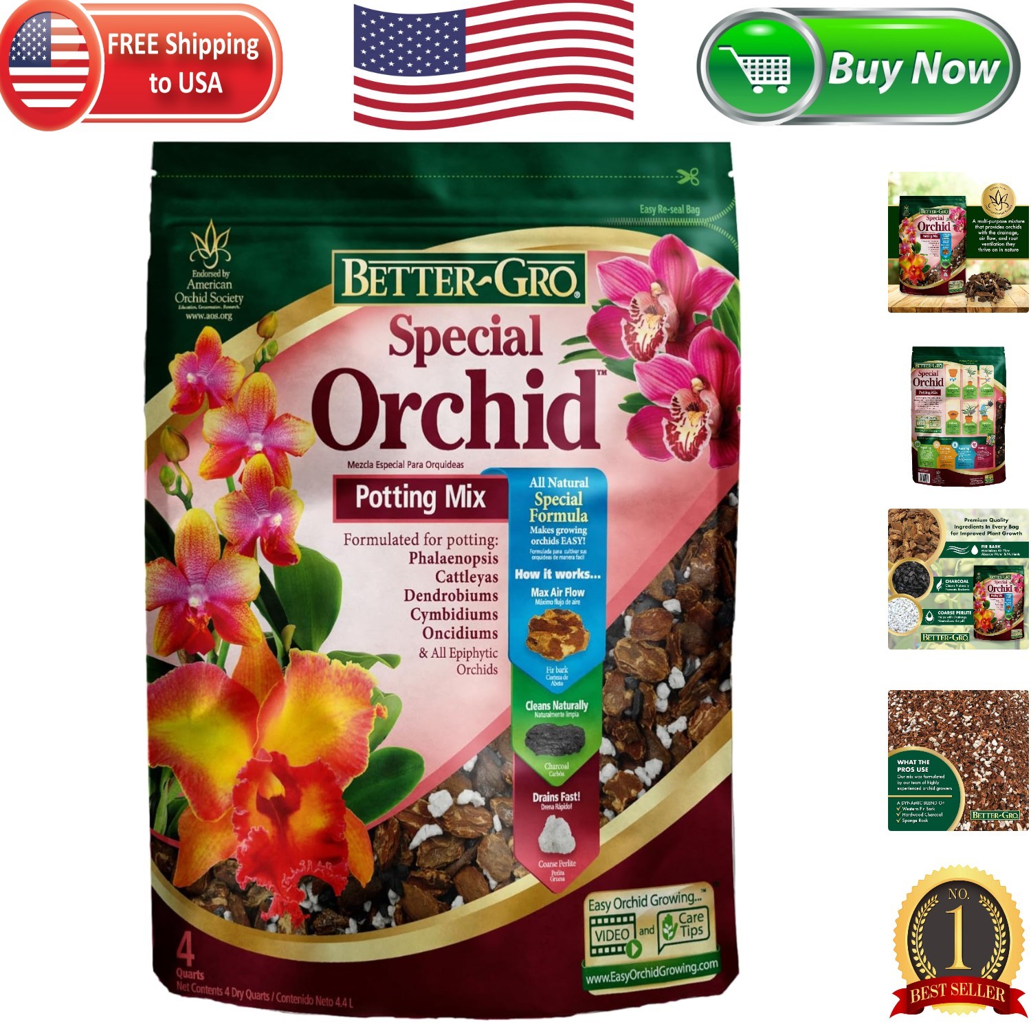 Special Orchid Mix – 4 Quarts Bark for Phalaenopsis, Cattleyas & More