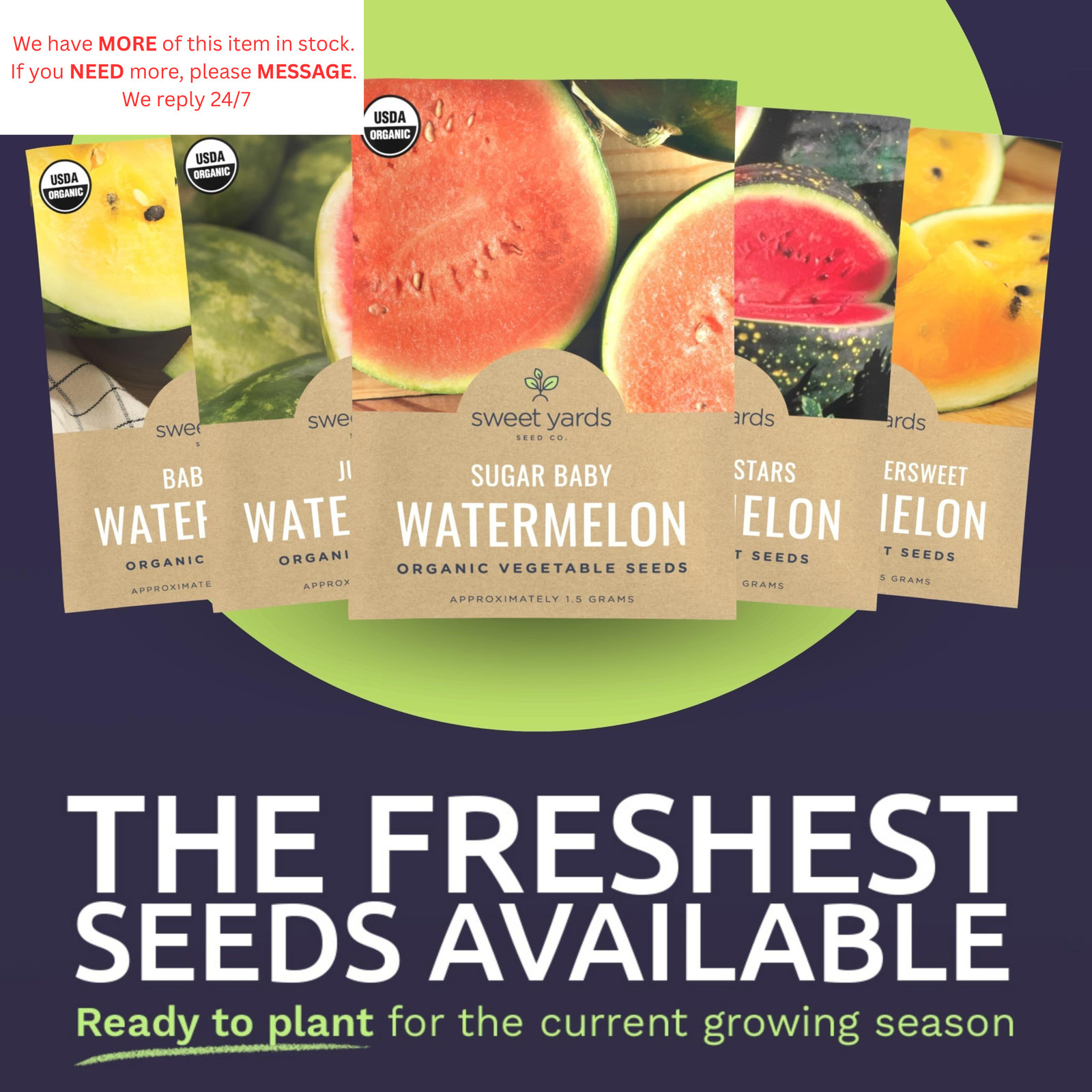 Organic Watermelon Seeds Variety Pack – 6 Individual Packs – 2026 Season Red