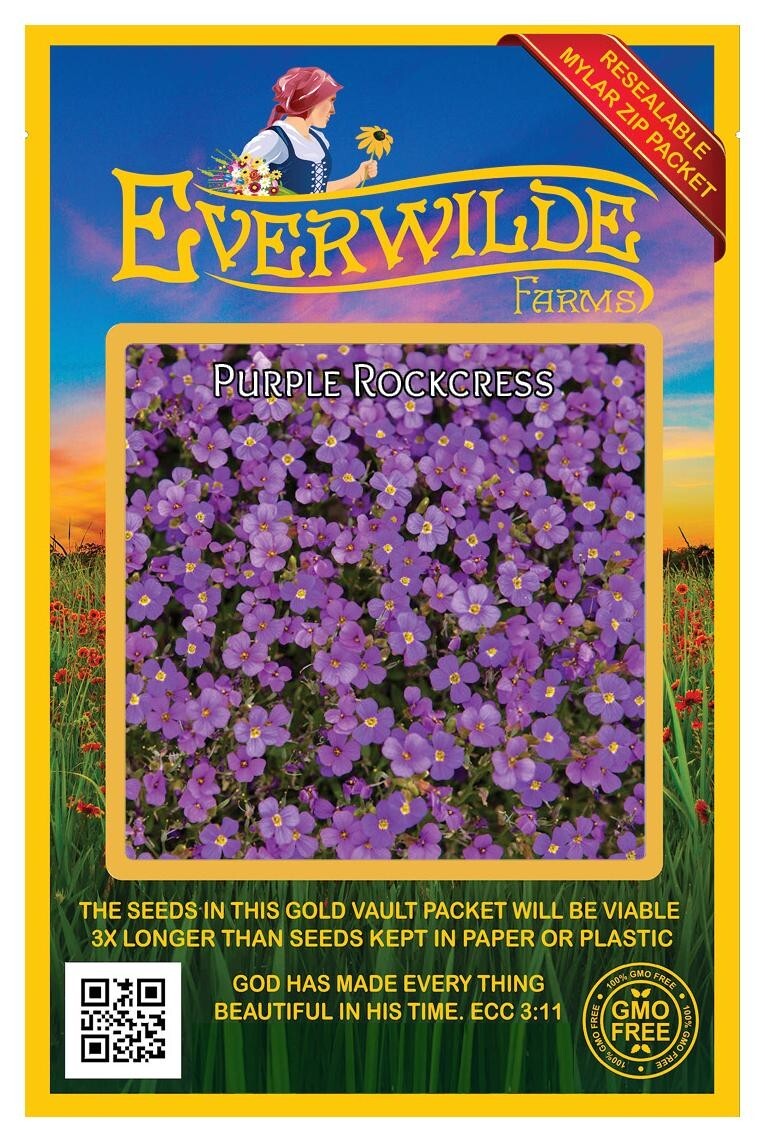 2000 Purple Rockcress Wildflower Seeds – Everwilde Farms Mylar Seed Packet