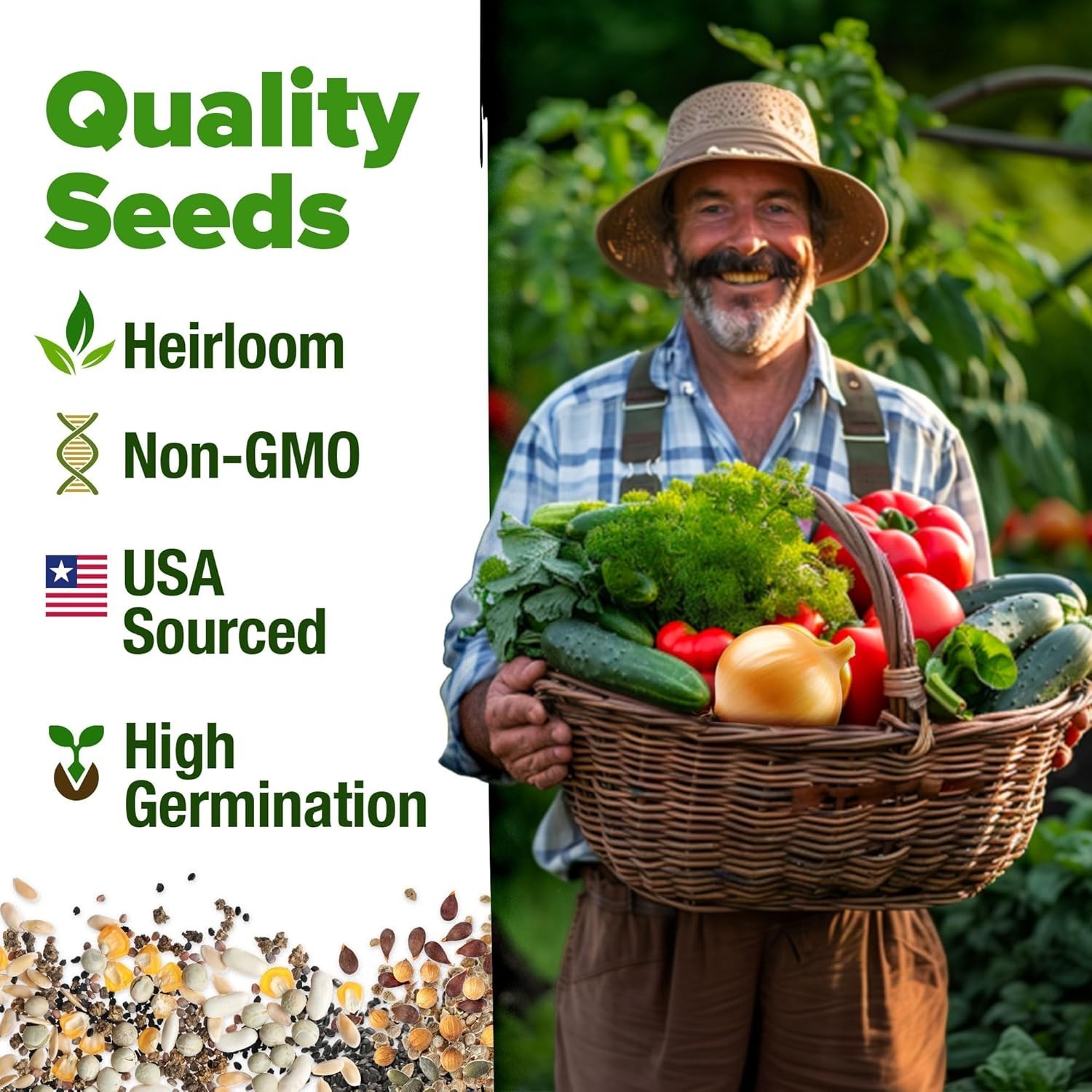 16,000+ Heirloom Vegetable Seeds with High Germination Rate – USA Made
