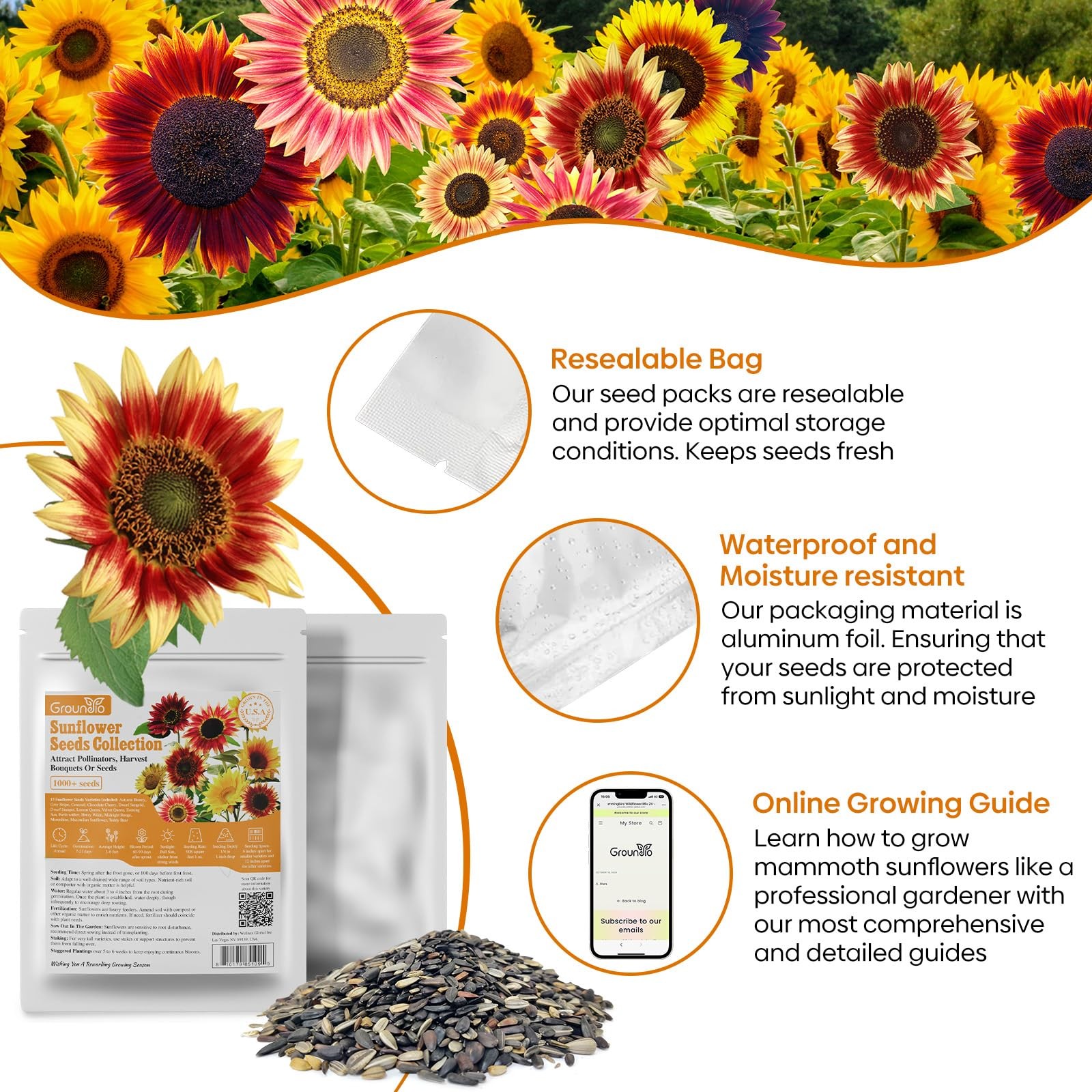 Sunflower Seeds for Planting, 15+ Varieties, 1 Oz, 300+ Mixed Seeds to Plant …
