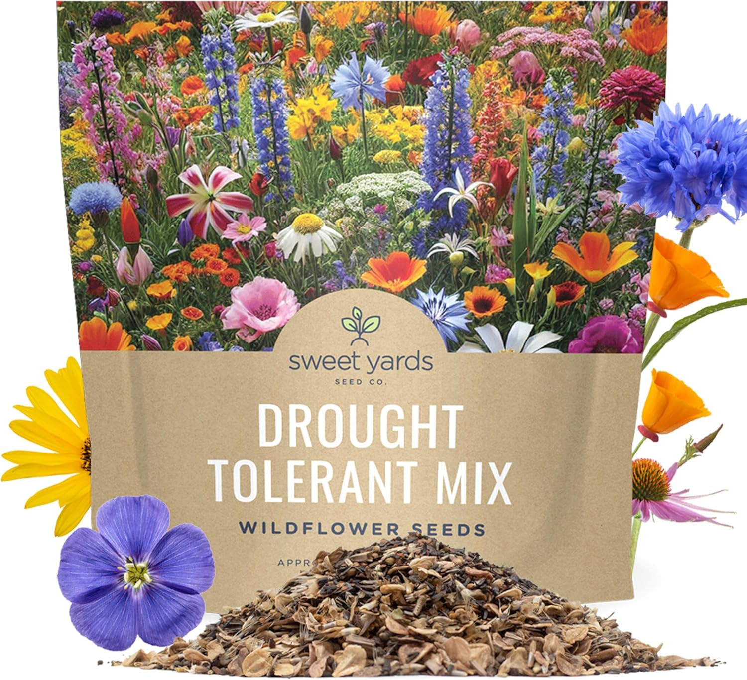 Drought Tolerant Wildflowers Mix – Extra Large Packet – over 7,500 Open Pollinat