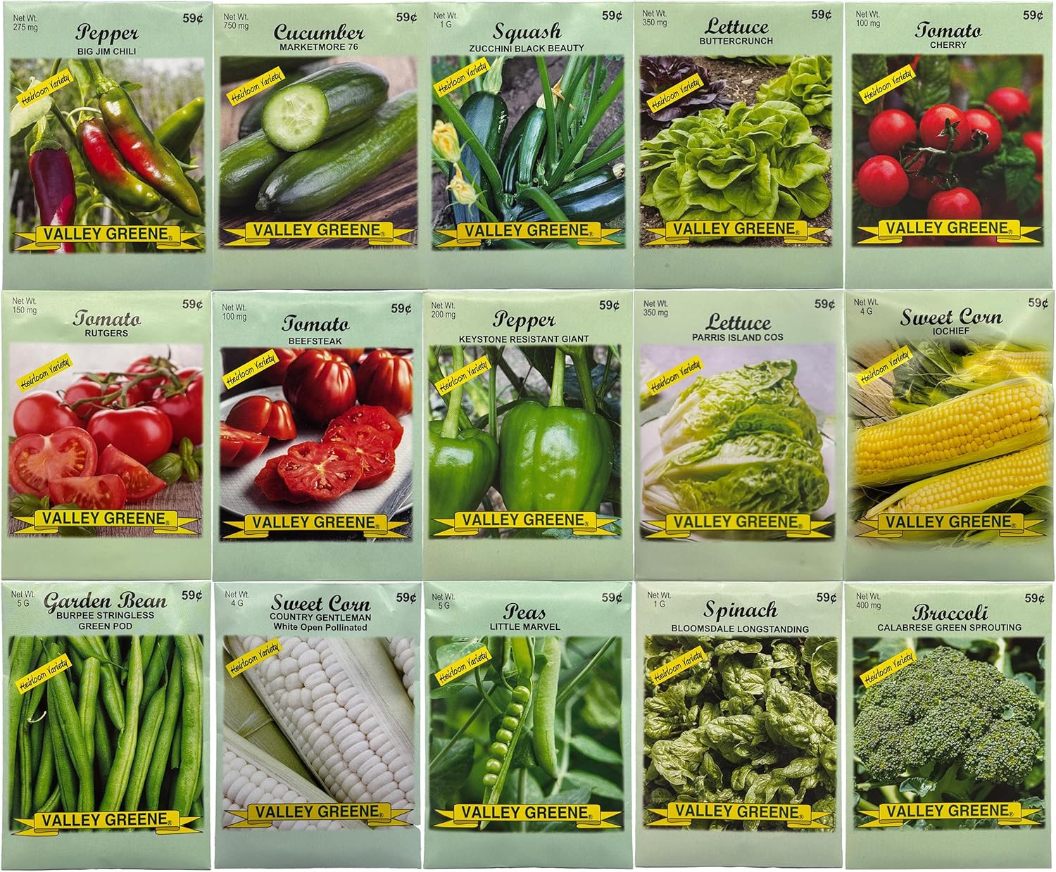 15 Vegetable Garden Seeds Pack Deluxe Heirloom Non-GMO Variety for Home Planting