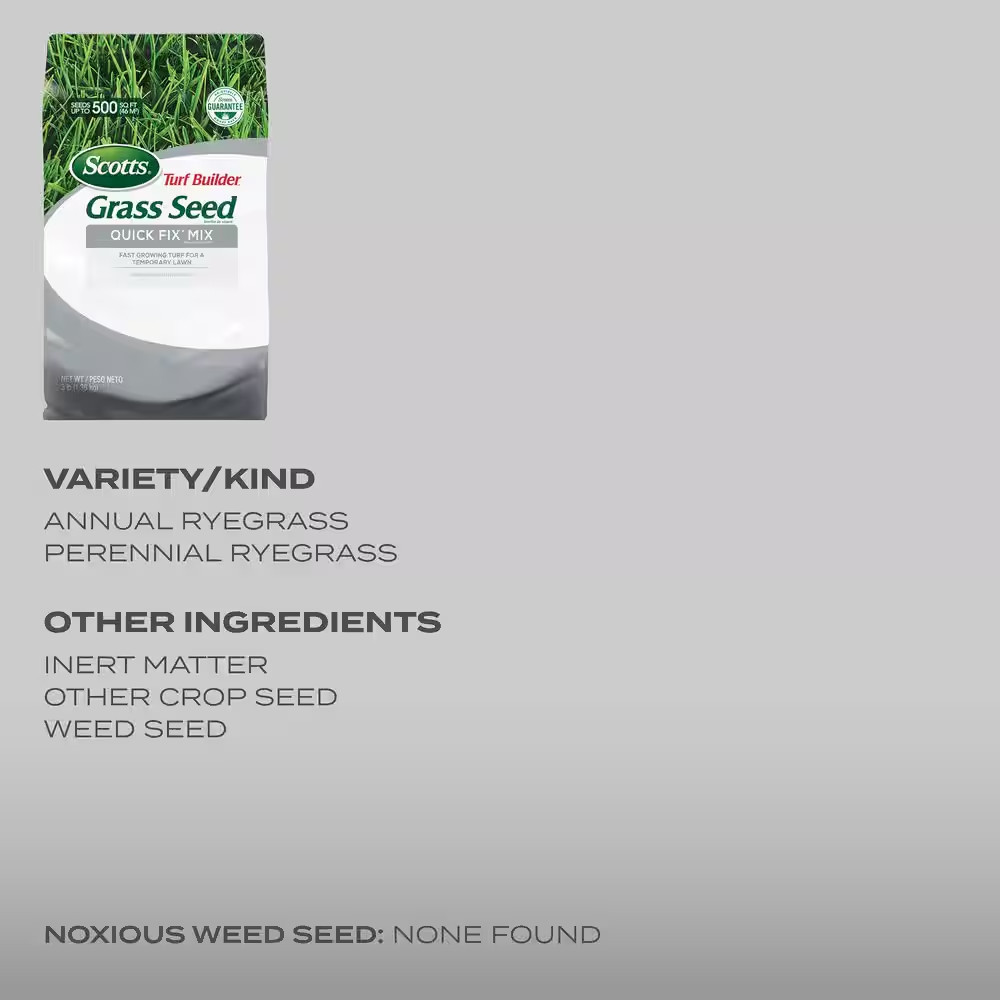 Turf Builder Grass Seed 3 Lbs. Quick Fix Mix, Fast Growing Turf for a Temporary