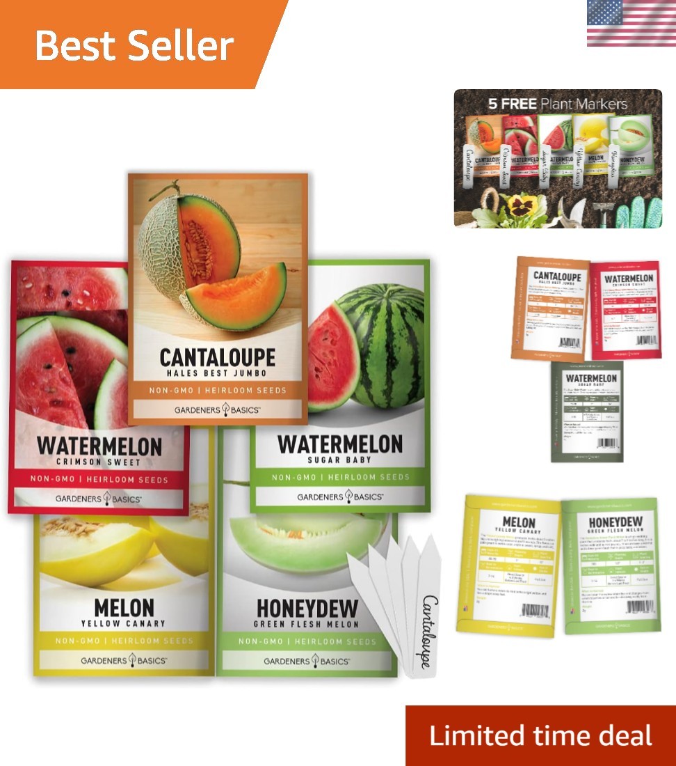 Home Garden Melon Collection: 5 Heirloom Seeds for Sweet Summer Fruits