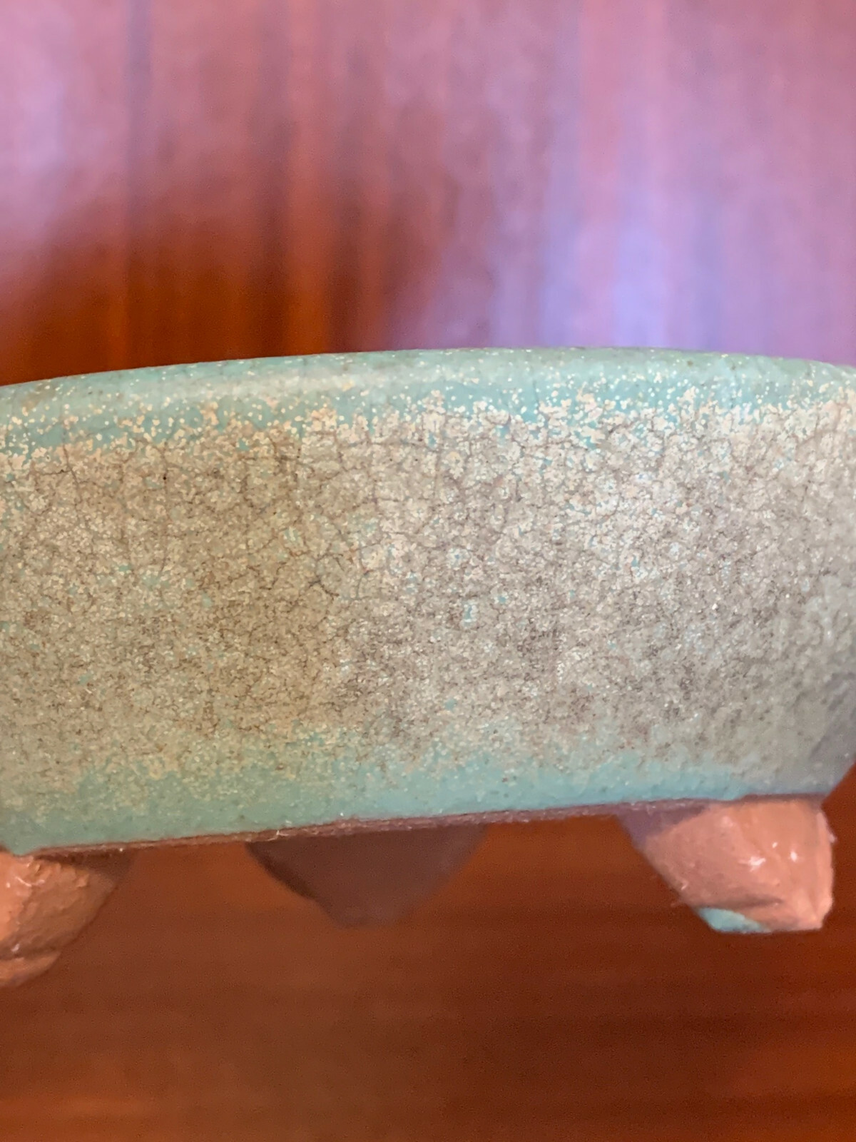 Green/blue Glazed High Quality Round Shohin Bonsai Tree Pot 4.625″x1.625″