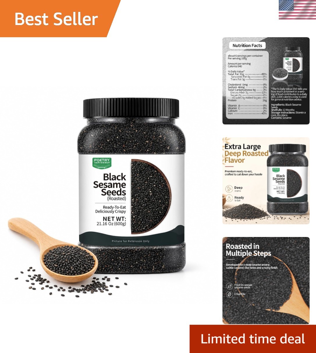 Roasted Black Sesame Seeds for Sushi, Noodles & Baking, Toasted Sesame Seeds …
