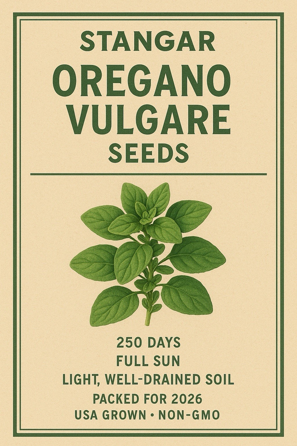 Italian Oregano Herb Seeds, Origanum Vulgare, NON-GMO, Variety Sizes, 2026