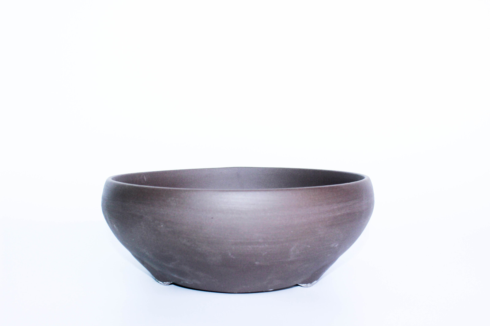 Japanese tapered round pot 8.75″ x 3.5″ Deep, matte finish dark brown clay