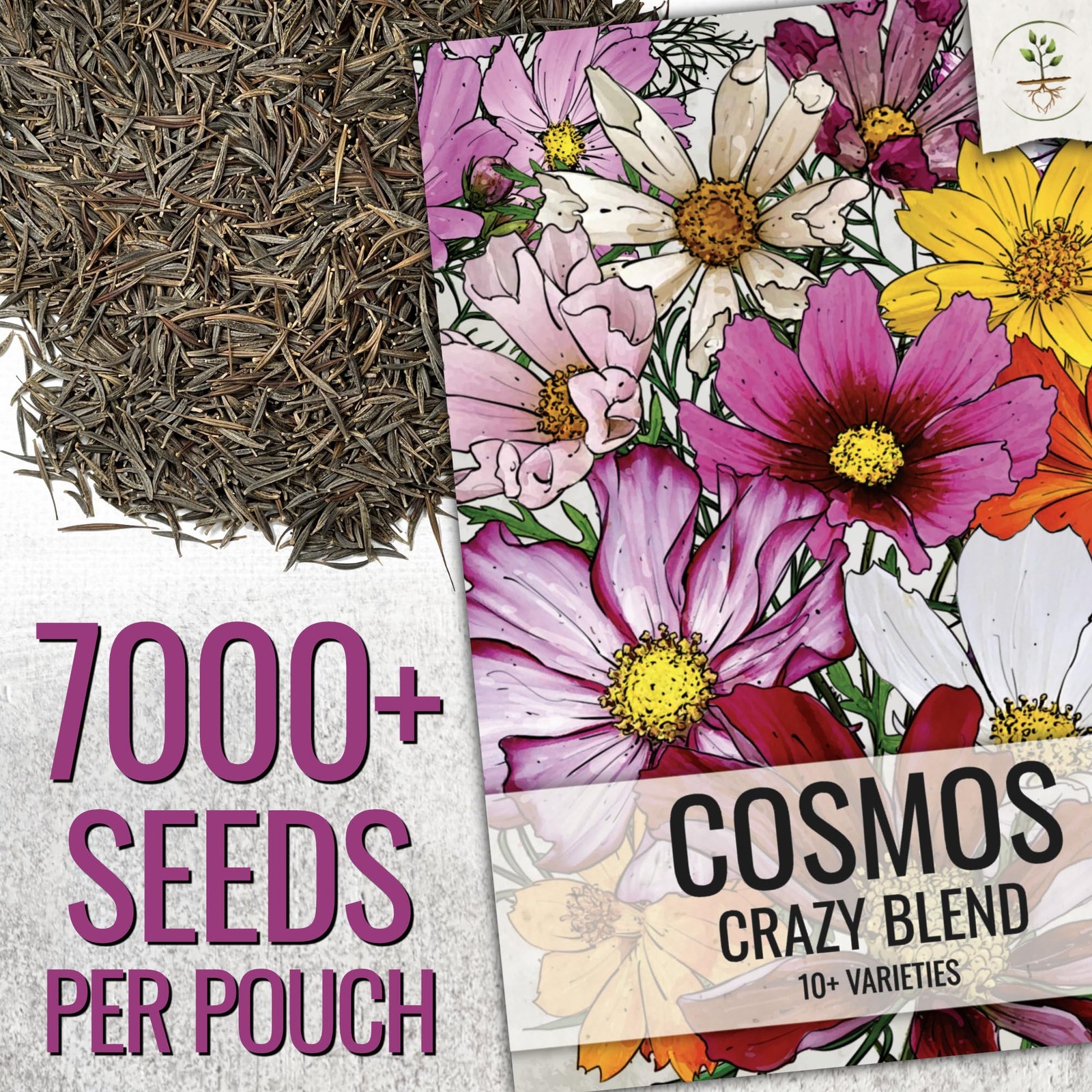 Wildflower Seeds Mix – 10+ Cosmos Varieties, 1.5 Ounce Bulk Resealable Pack