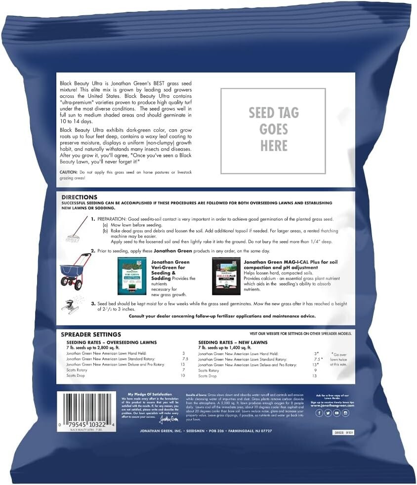 Lush Lawn with Black Beauty Ultra Grass Seed – Full Sun to Partial Shade – 7 lb