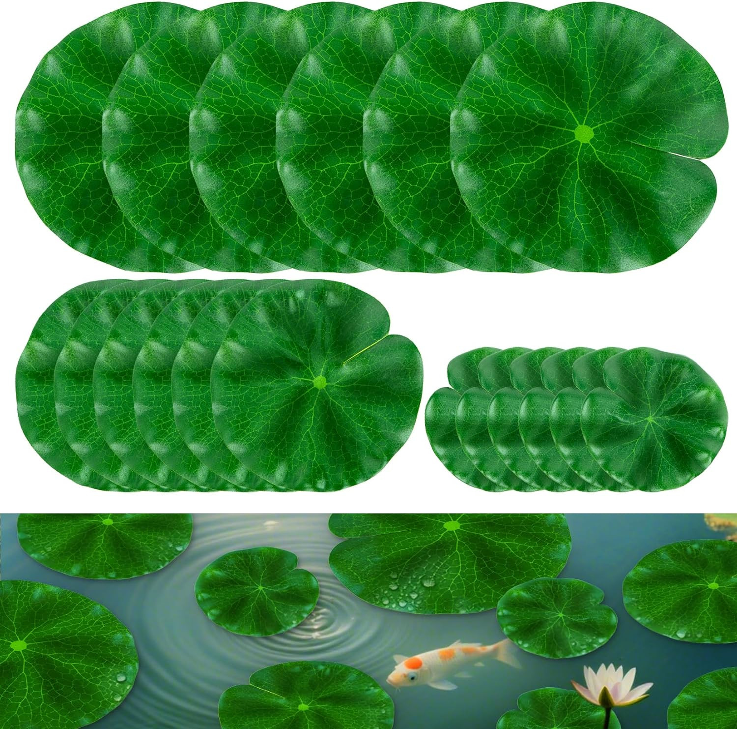 18PCS Lily Pads for Ponds Artificial Pond Plants Floating Flowers for Pool Aquar