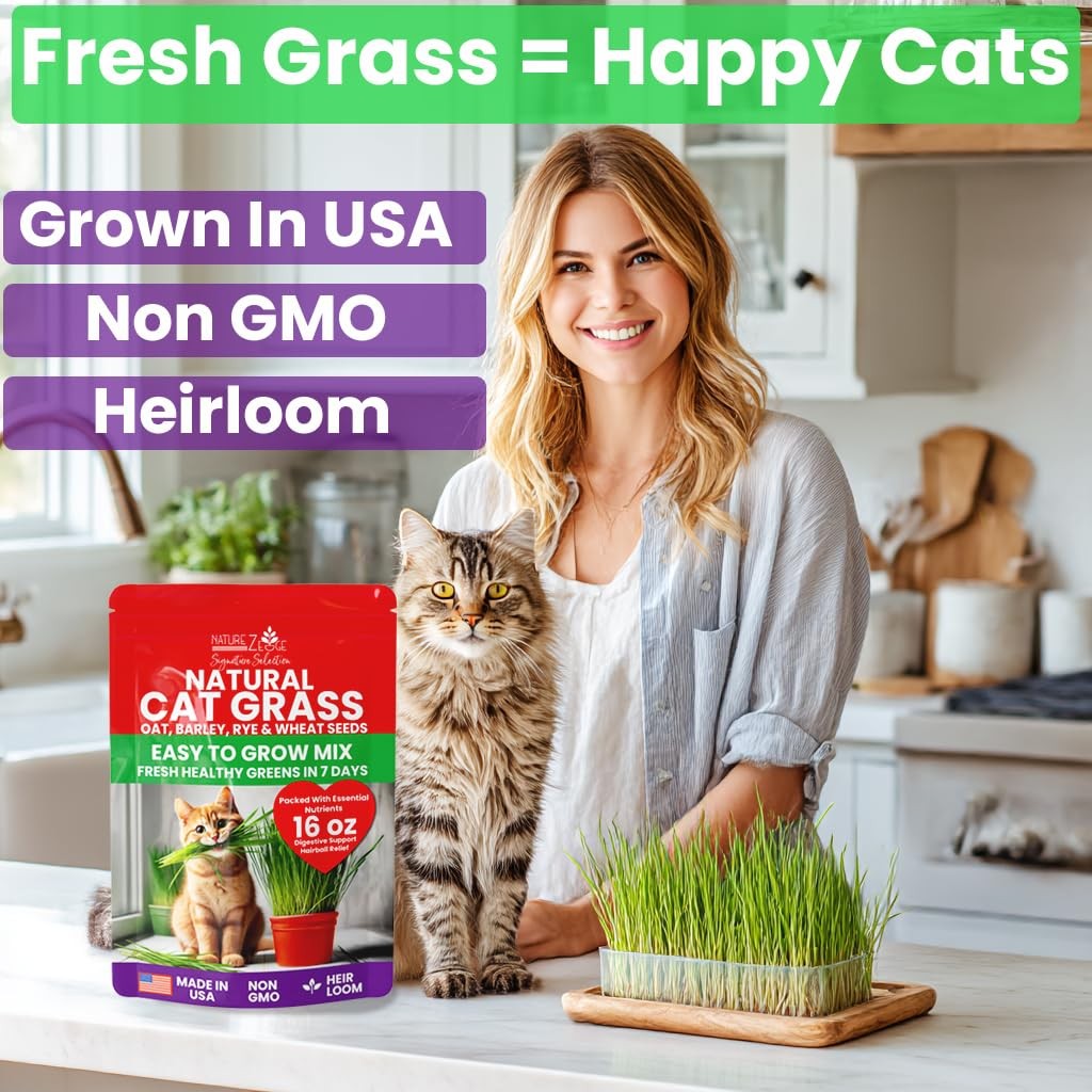Premium Cat Grass Seeds NonGMO Indoor Plant for Cats 1 lb Oat, Wheat, Rye