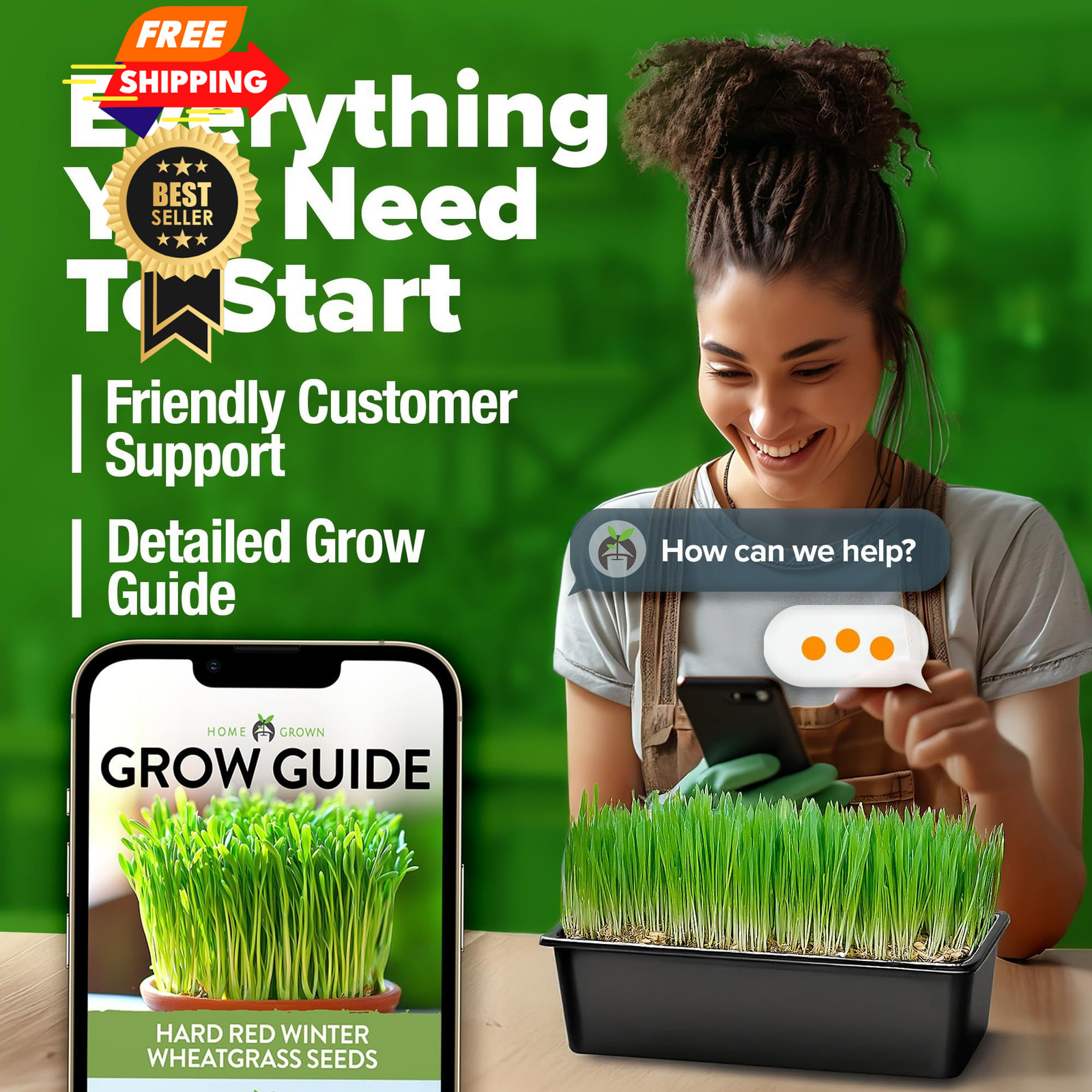HOME GROWN Hard Red Winter Wheatgrass Seeds 12,000+ Bulk 1.5 lb 1-Pack, Multi