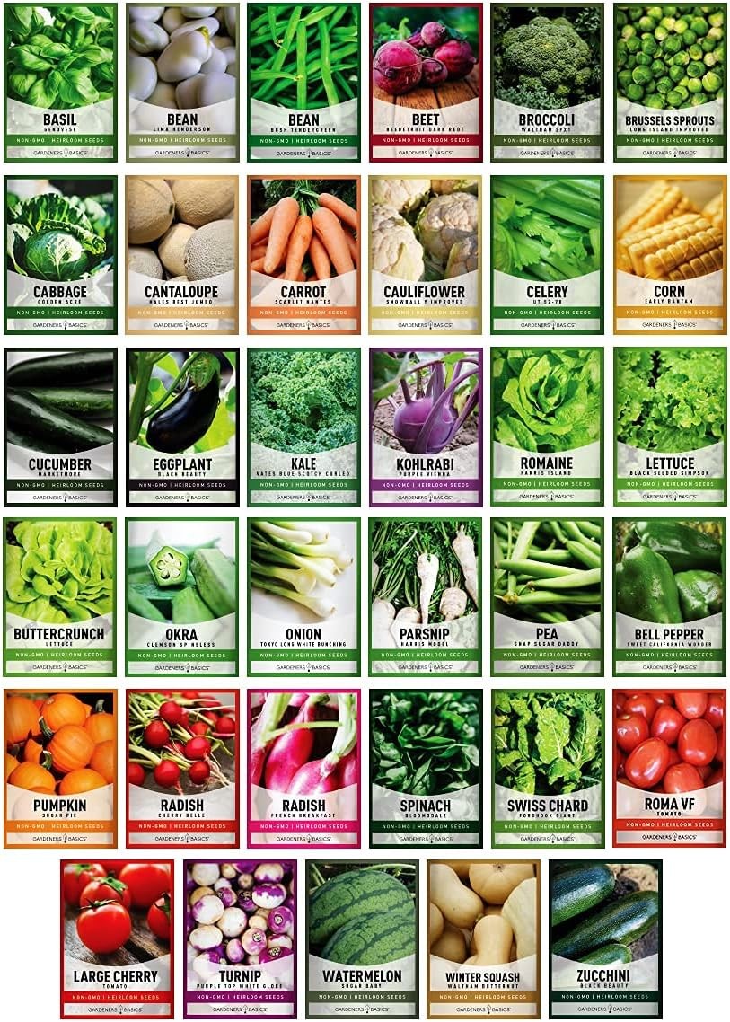 Heirloom Vegetable Seed Kit 35 Varieties 16000+ Non GMO Seeds Survival Garden