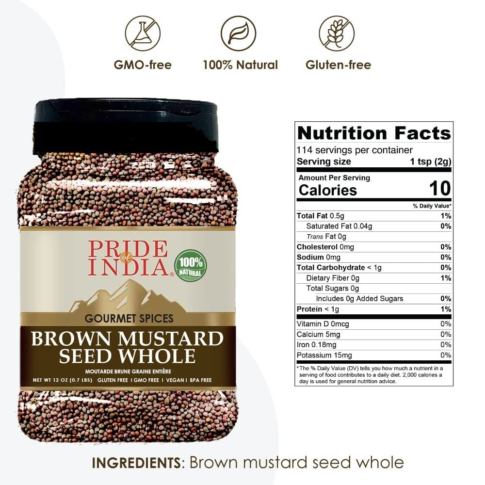 12 oz Whole Brown Mustard Seeds – Gourmet Spicy Indian Seasoning