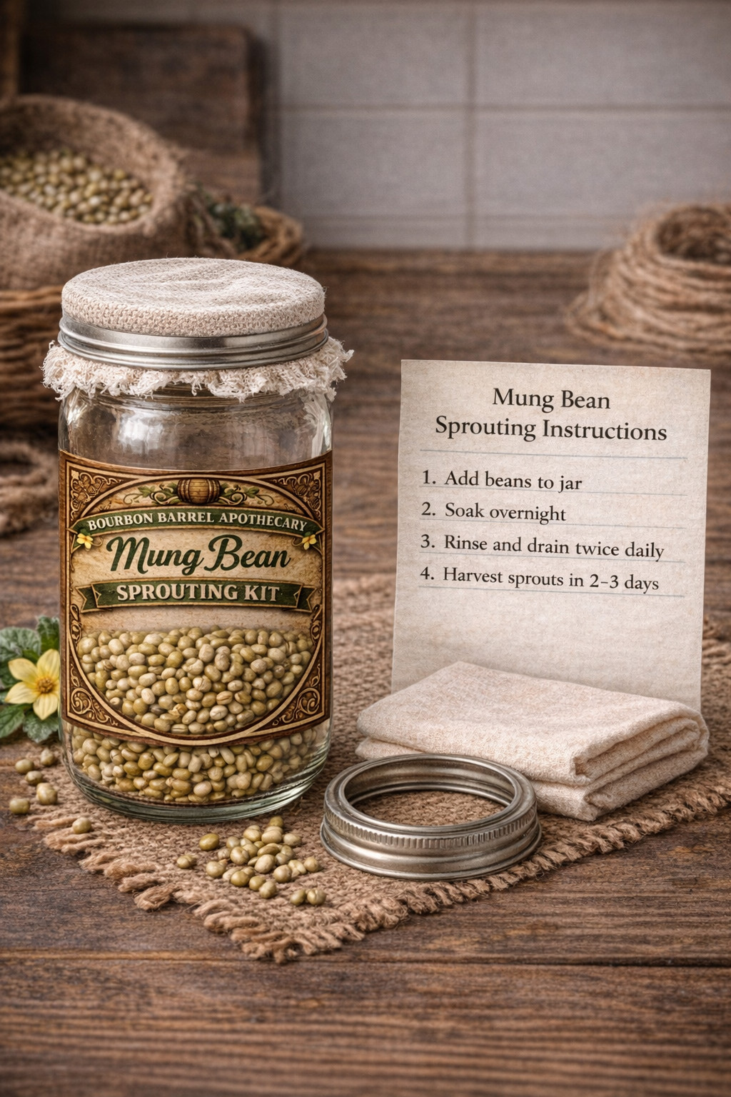 Fresh Mung Bean Sprouting Kit – Simple, Natural, Ready to Grow- Homemade